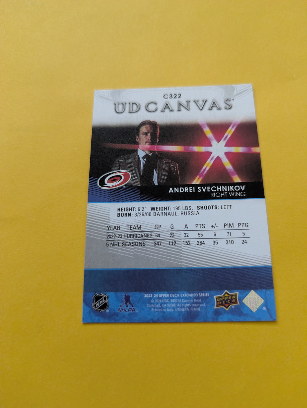 Andrei Svechnikov 23-24 Upper Deck UD Canvas Card