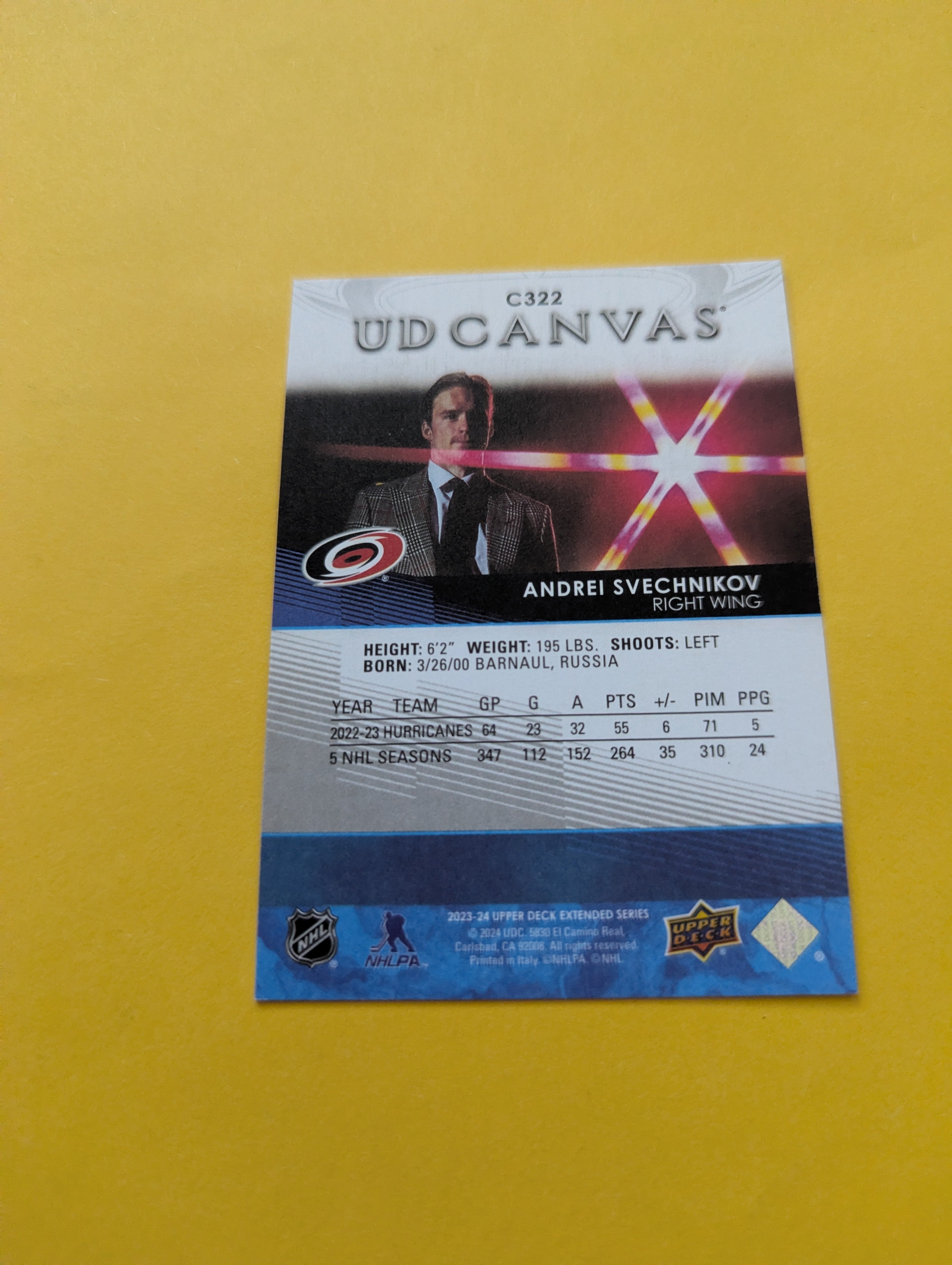 Andrei Svechnikov 23-24 Upper Deck UD Canvas Card