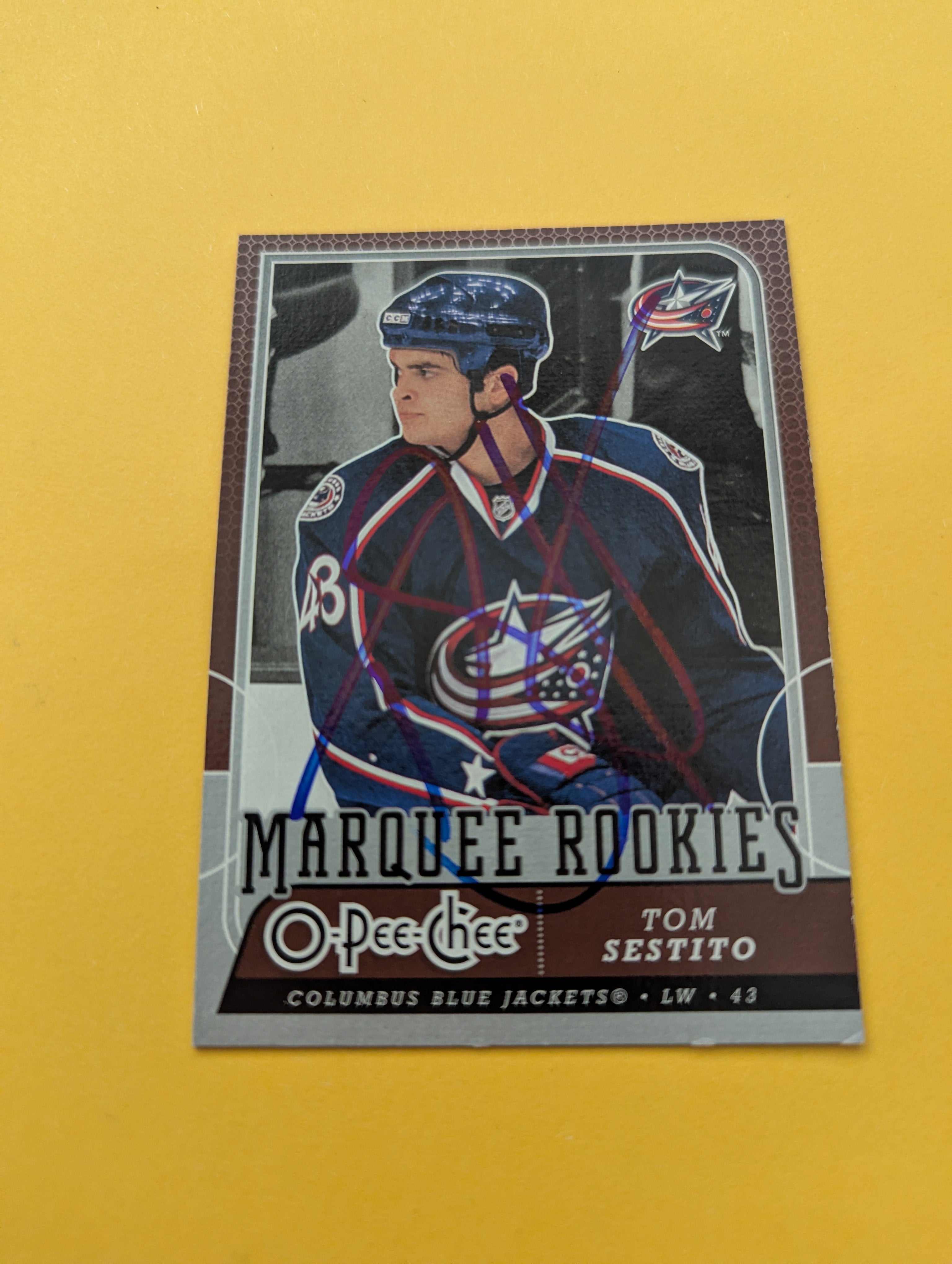 Tom Sestito Signed Columbus Blue Jackets Rookie Card