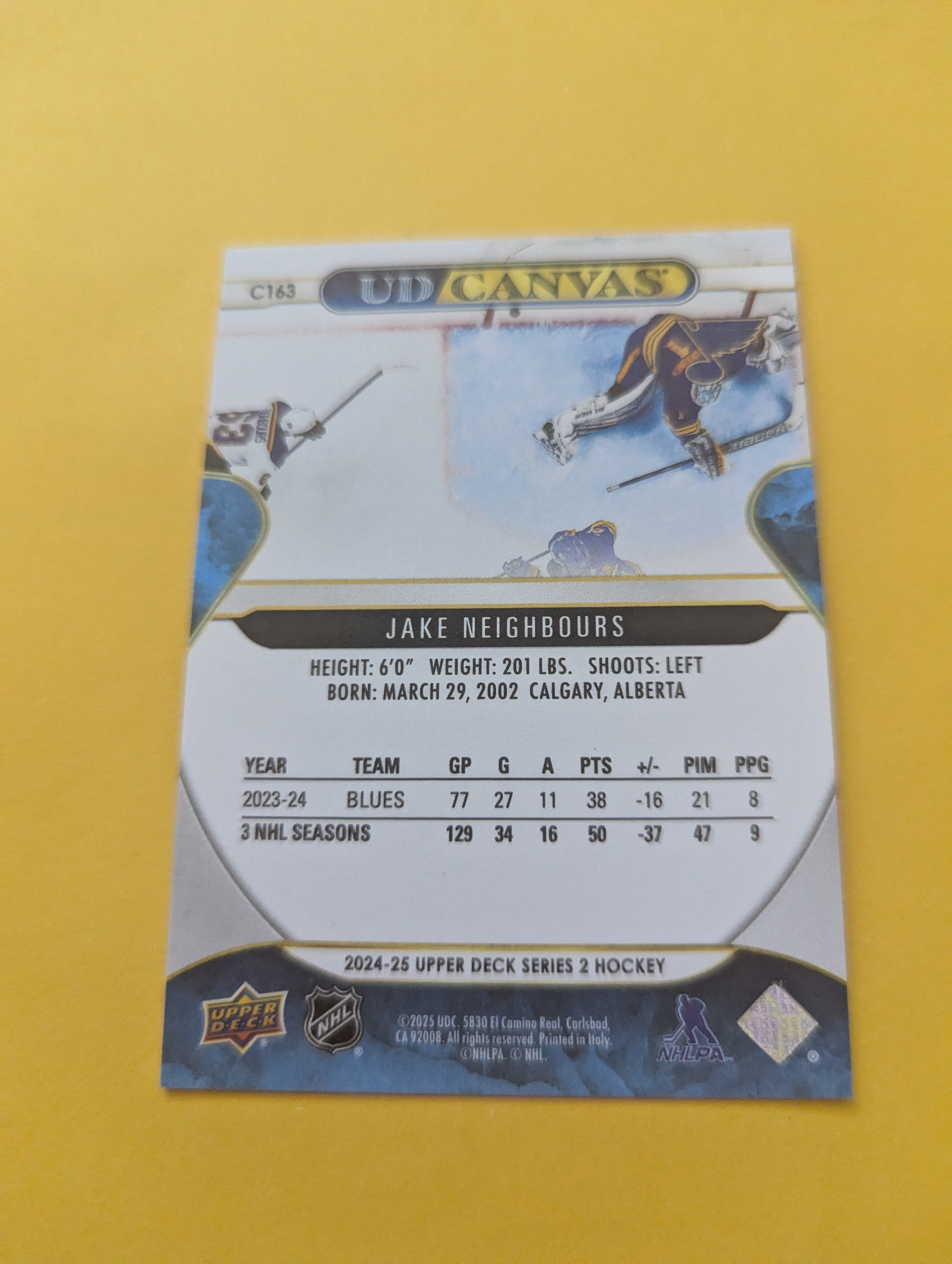 Jake Neighbours 24-25 Upper Deck UD Canvas Card
