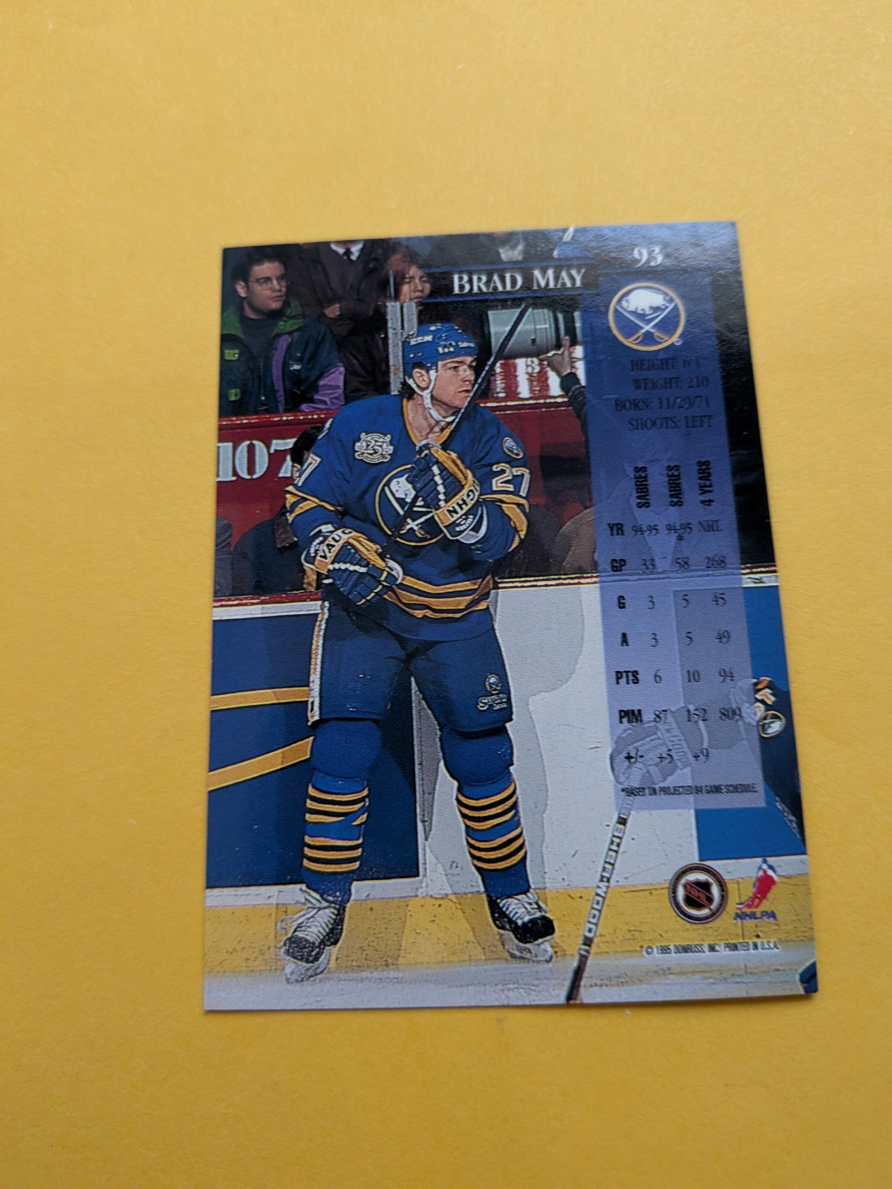 Brad May Signed Buffalo Sabres Card J