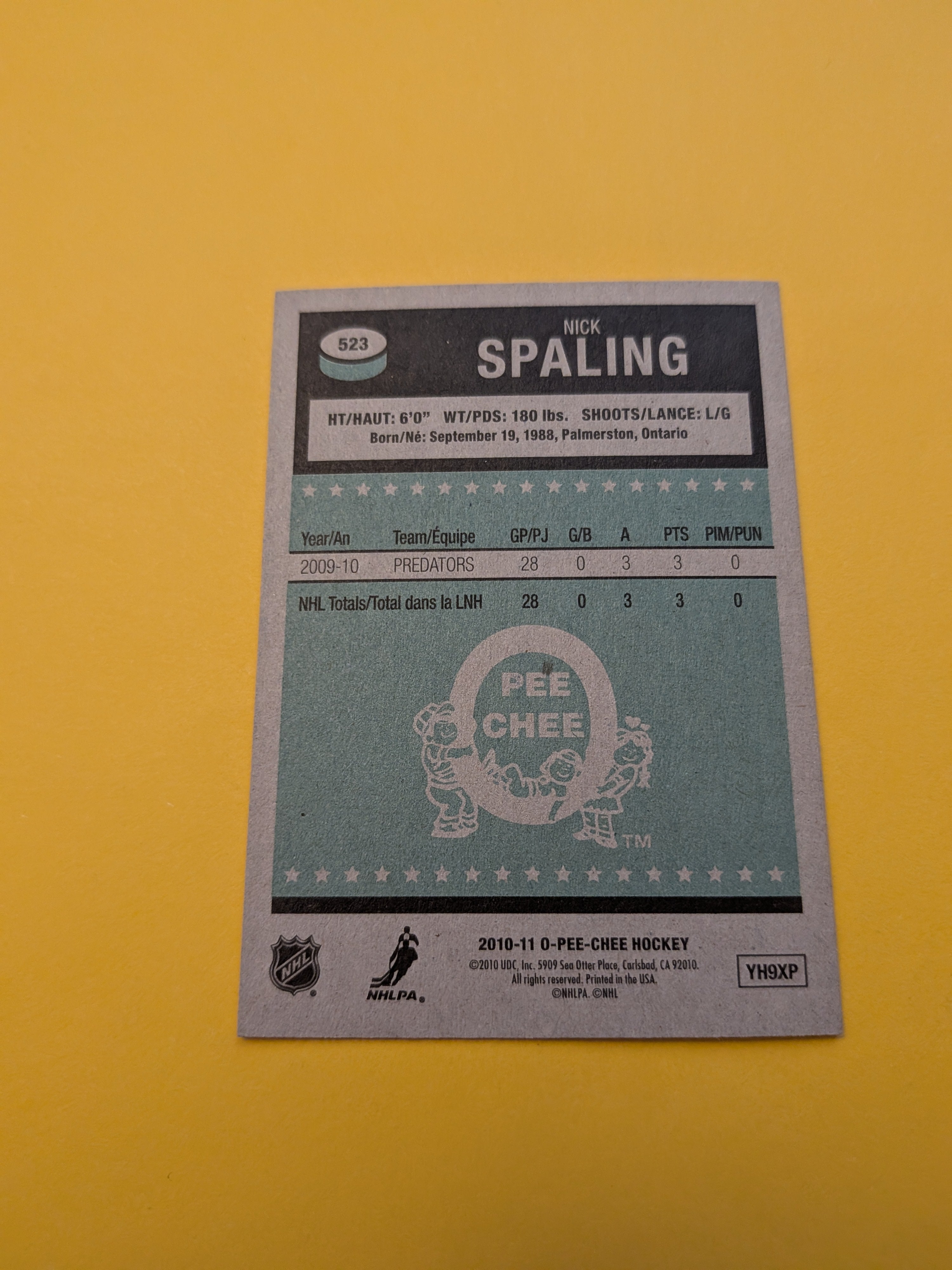 Nick Spaling Signed Nashville Predators Rookie Card C