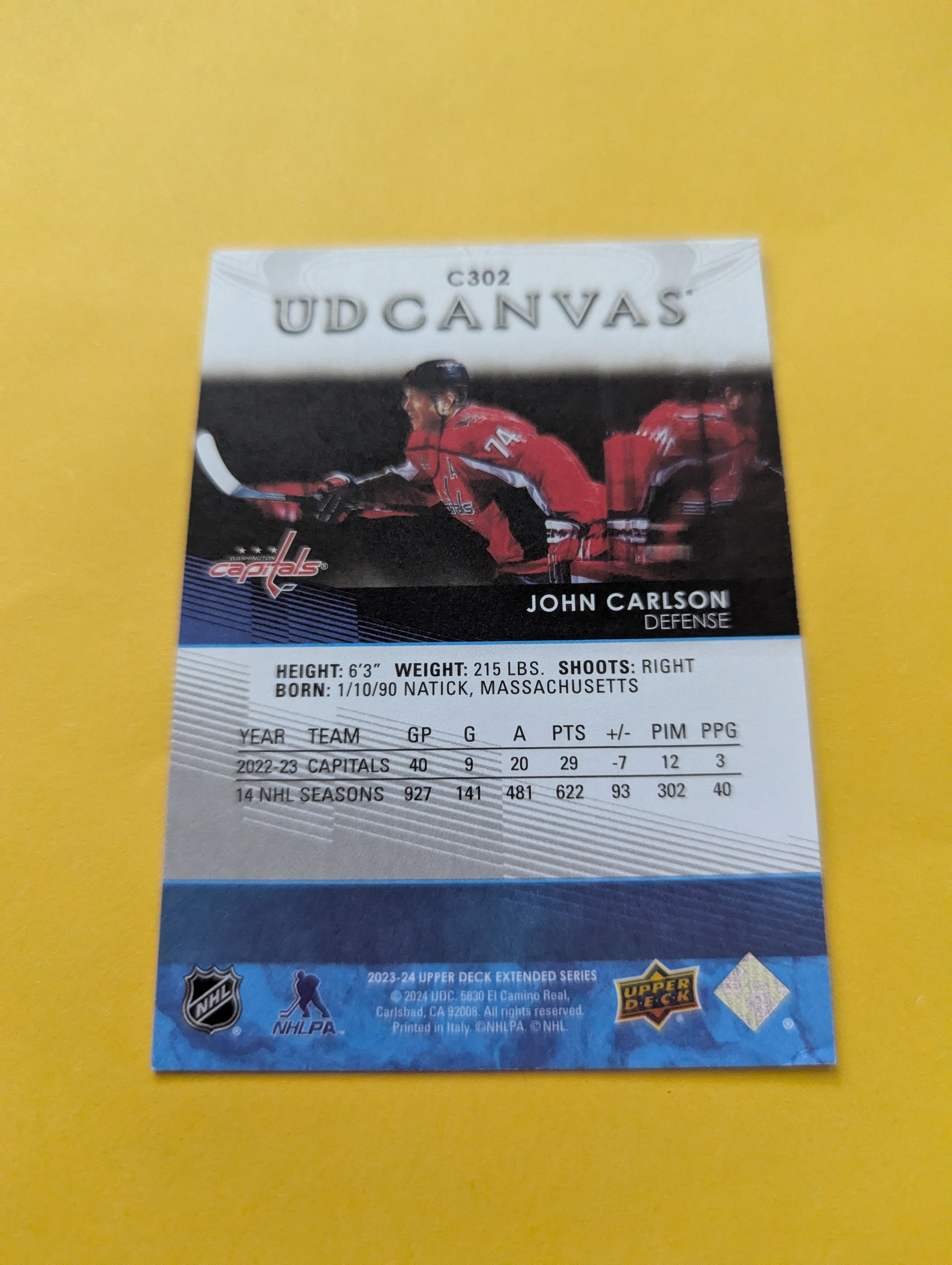 John Carlson 23-24 Upper Deck UD Canvas Card
