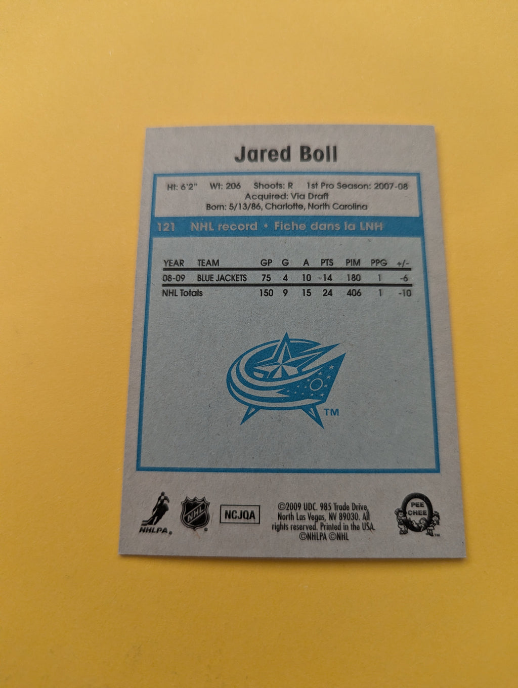 Jared Boll Signed Columbus Blue Jackets Card