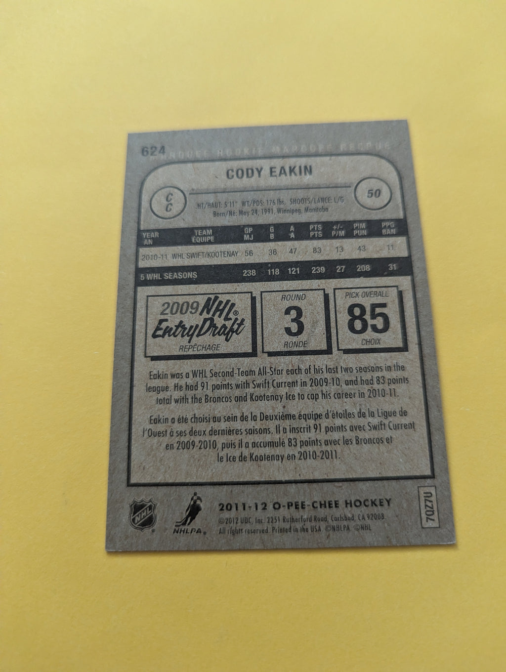 Cody Eakin Signed Washington Capitals Rookie Card
