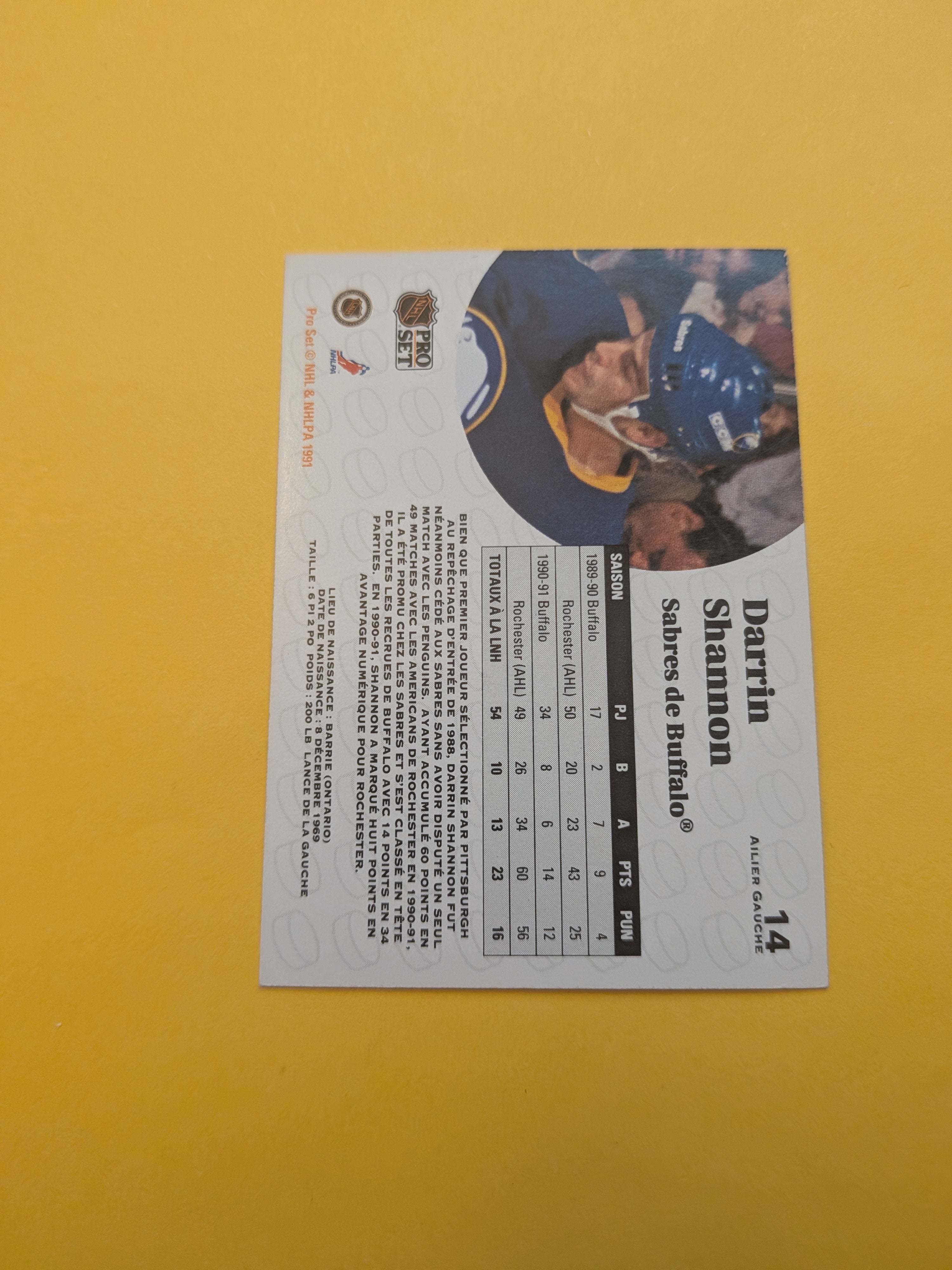 Darrin Shannon Signed Buffalo Sabres Card D