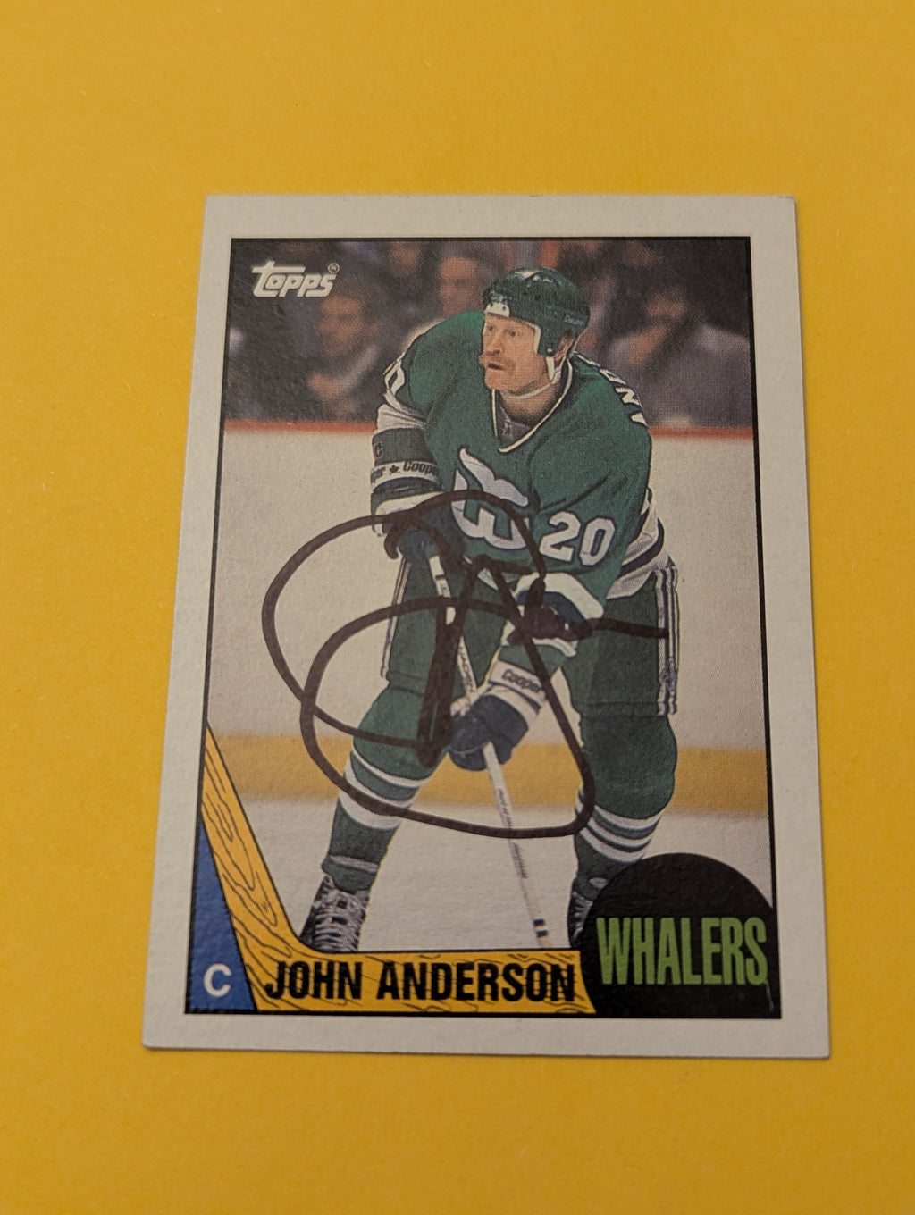 John Anderson Signed Hartford Whalers Card