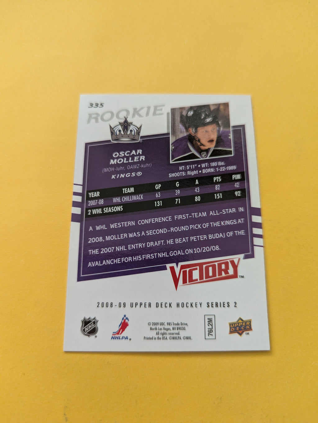 Oscar Moller Signed Los Angeles Kings Rookie Card