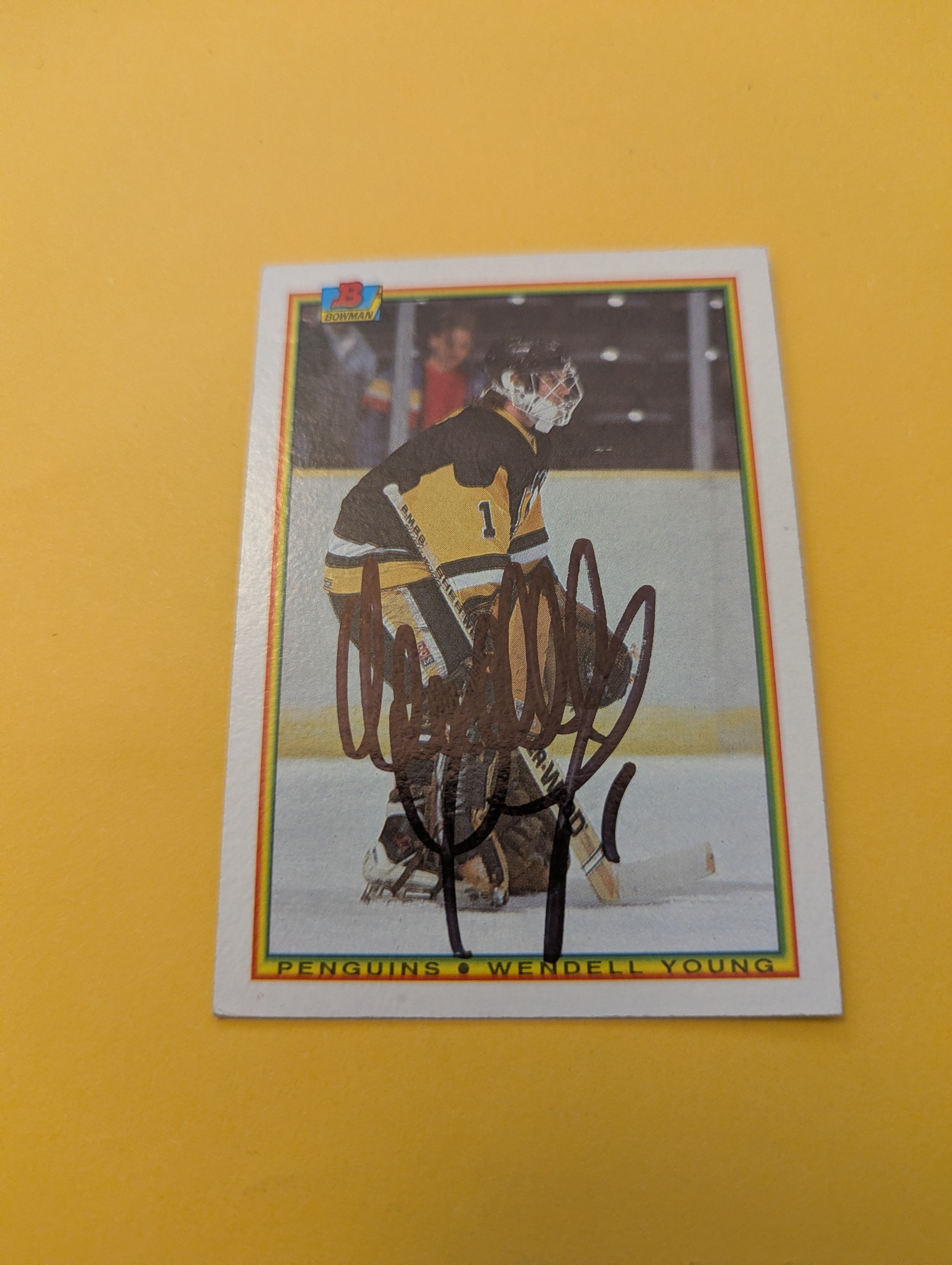 Wendell Young Signed Pittsburgh Penguins Card