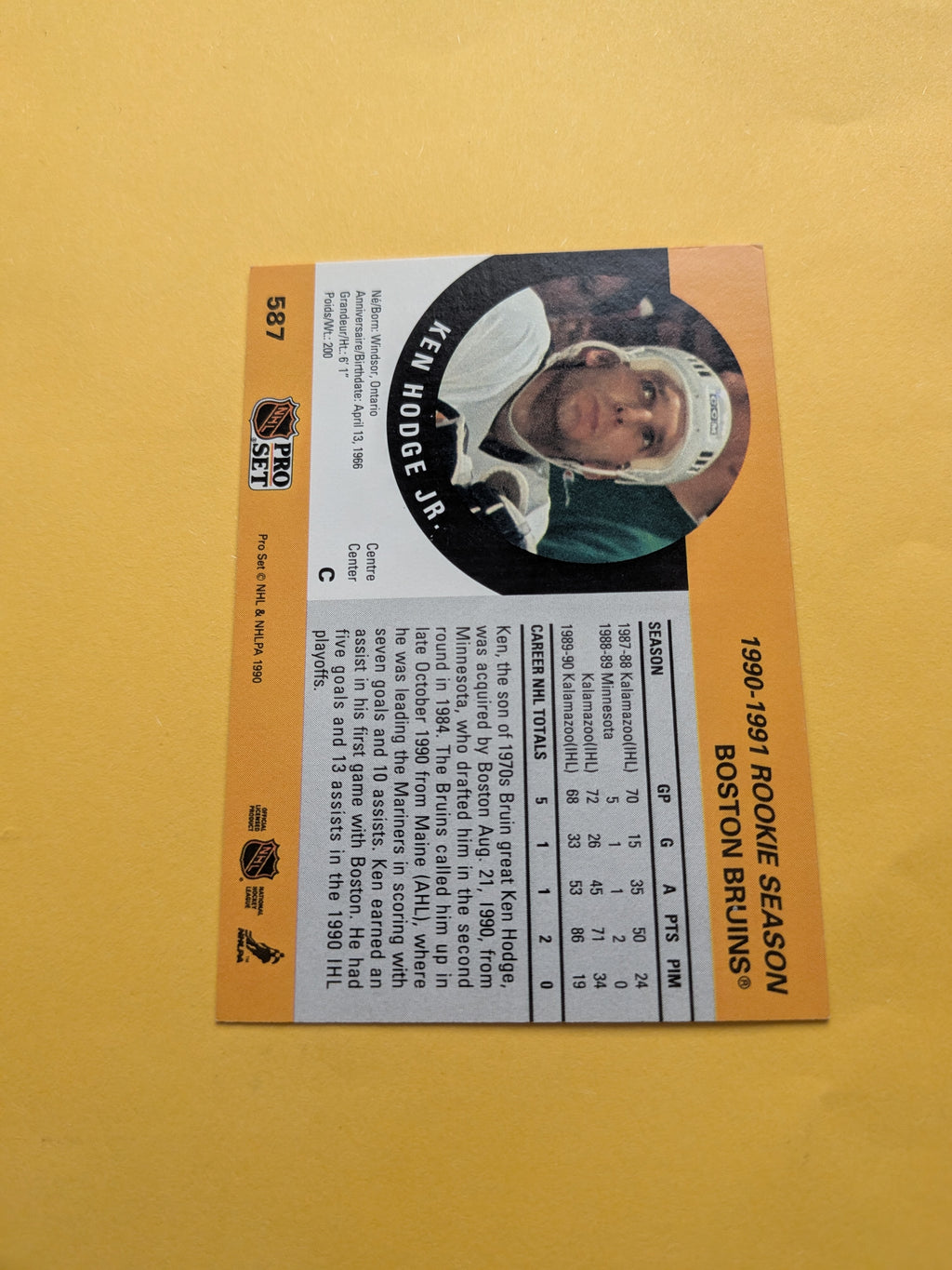 Ken Hodge Signed Boston Bruins Rookie Card C