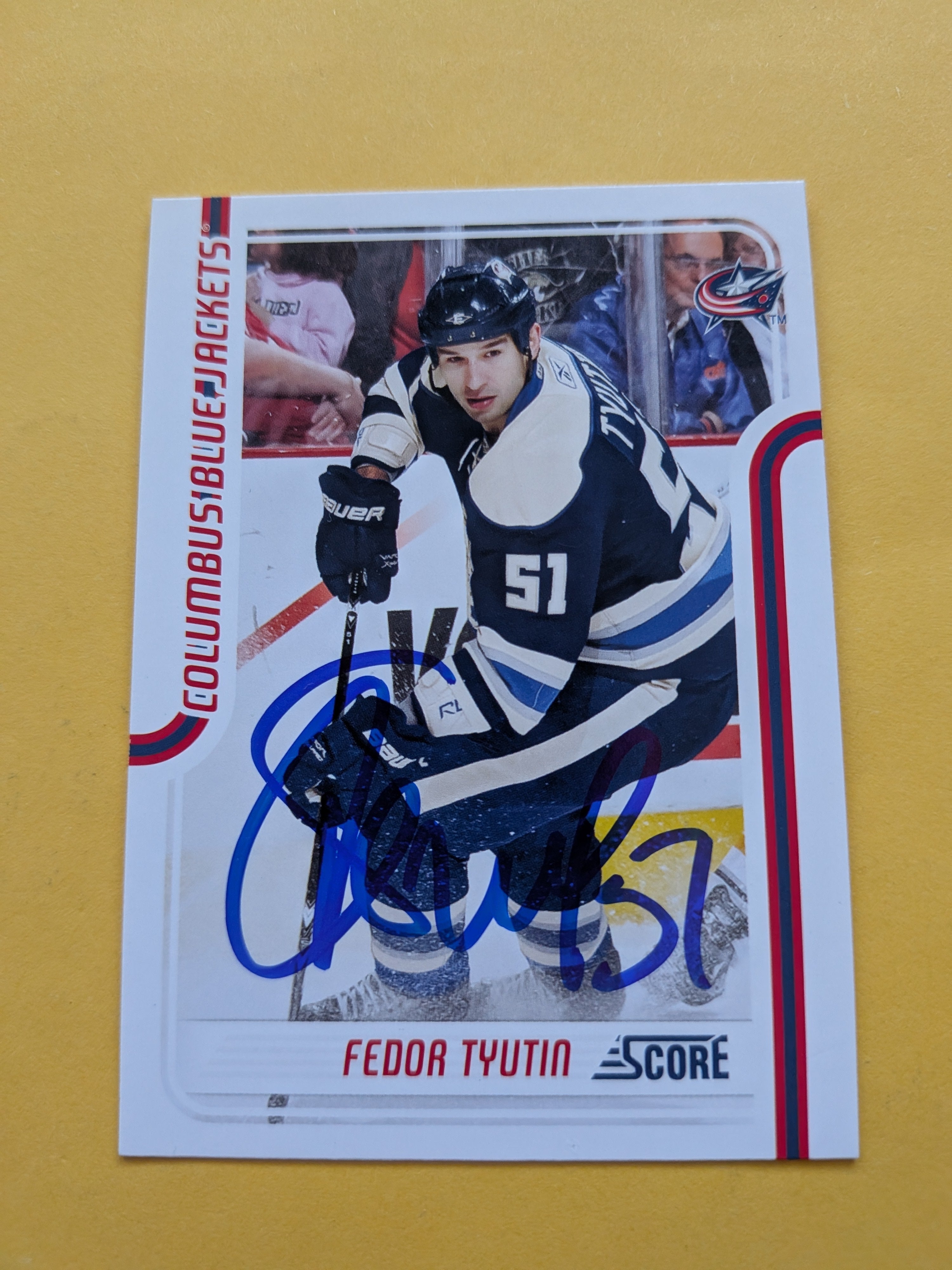 Fedor Tyutin Signed Columbus Blue Jackets Card B