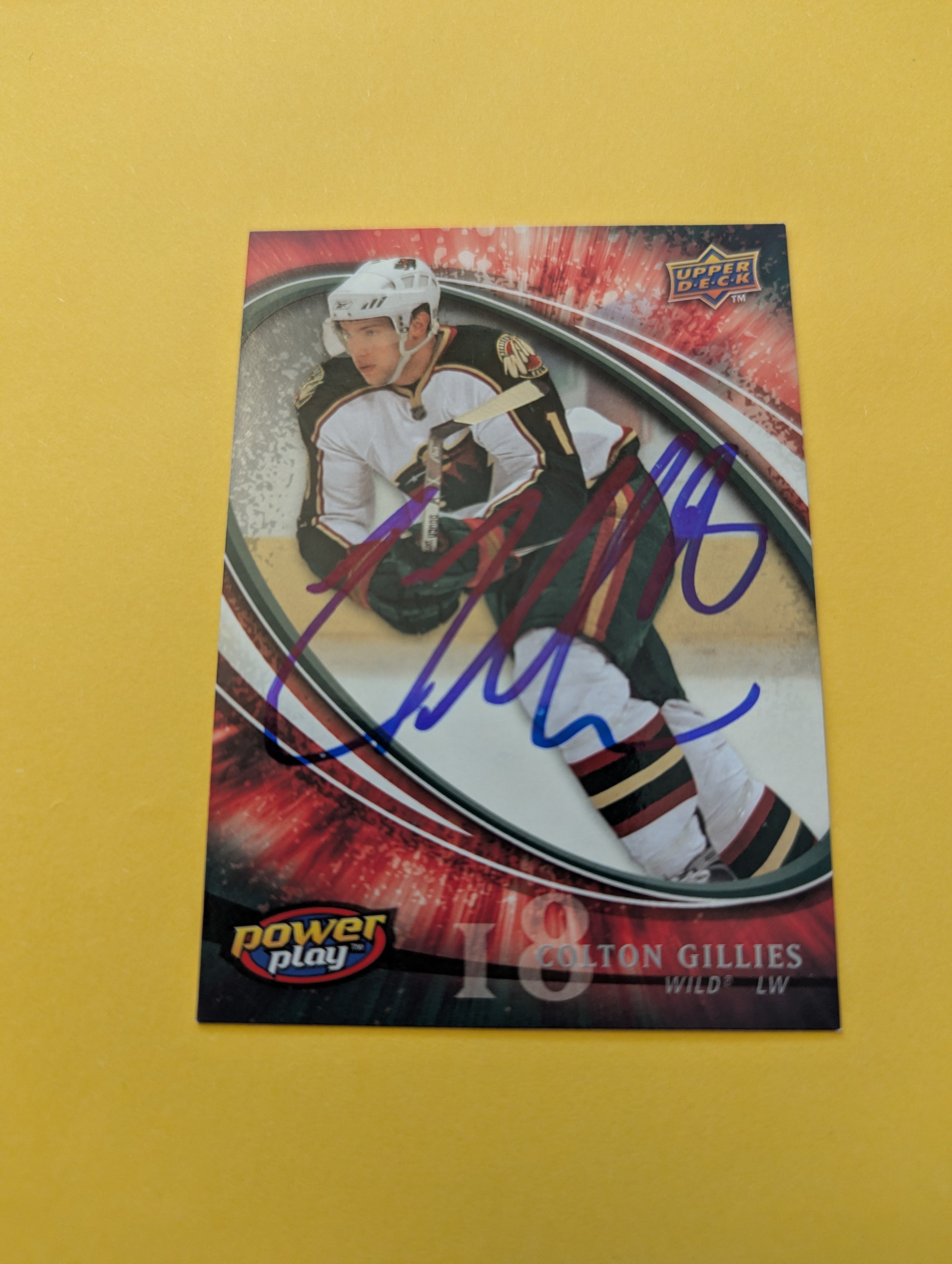 Colton Gillies Signed Minnesota Wild Rookie Card