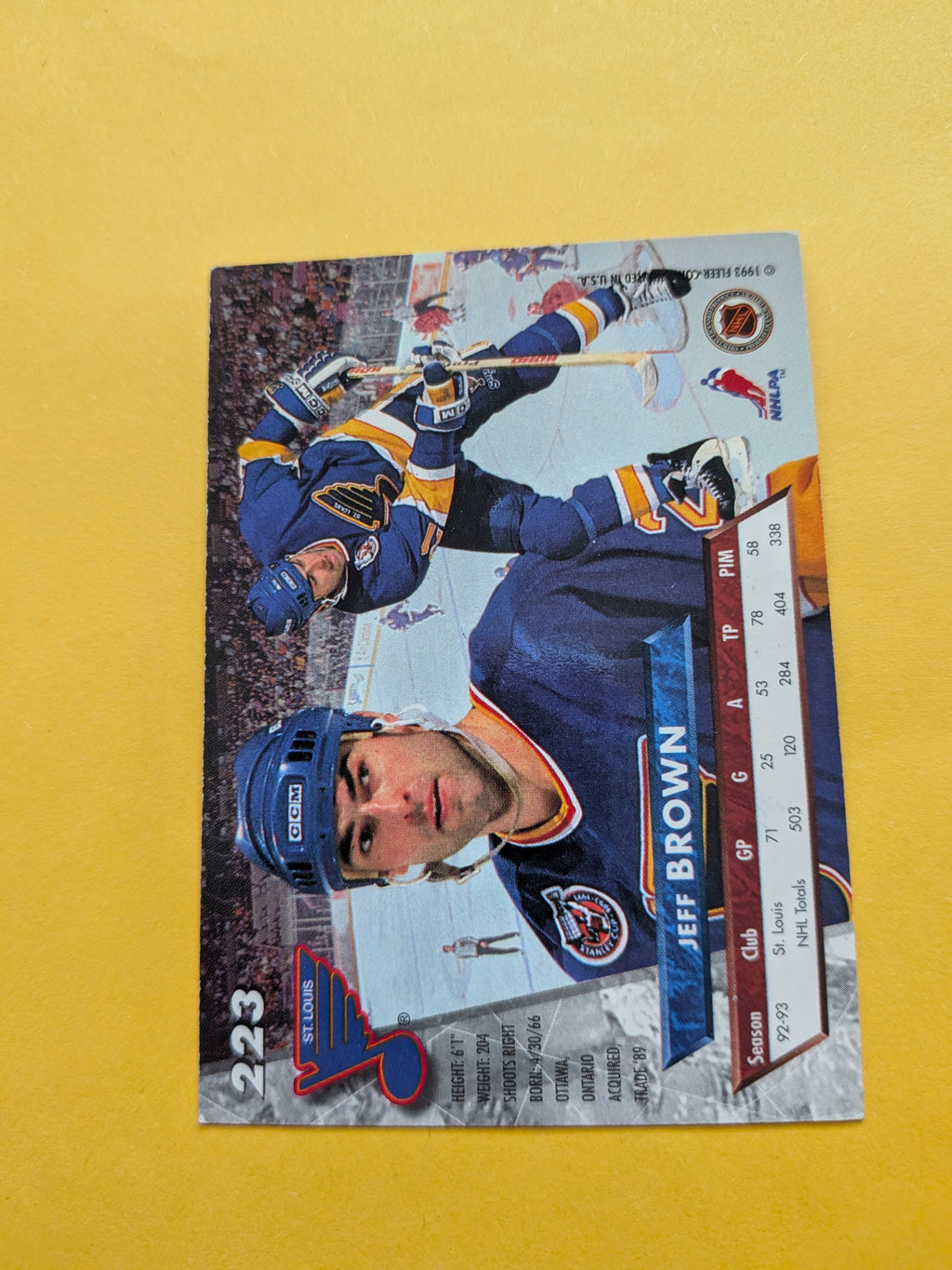 Jeff Brown Signed St. Louis Blues Card E