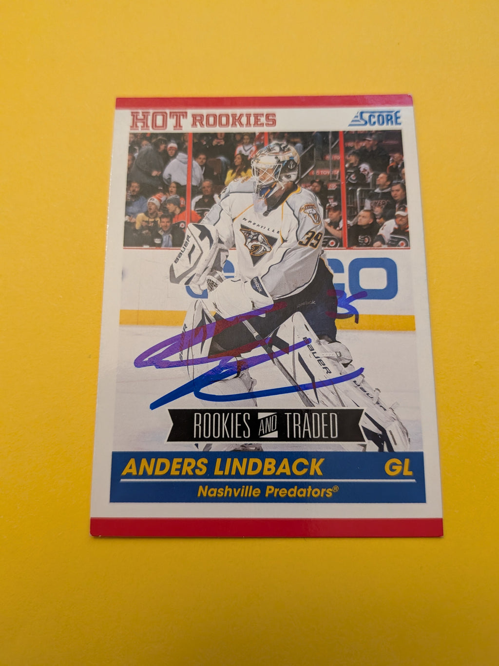Anders Lindback Signed Nashville Predators Card A