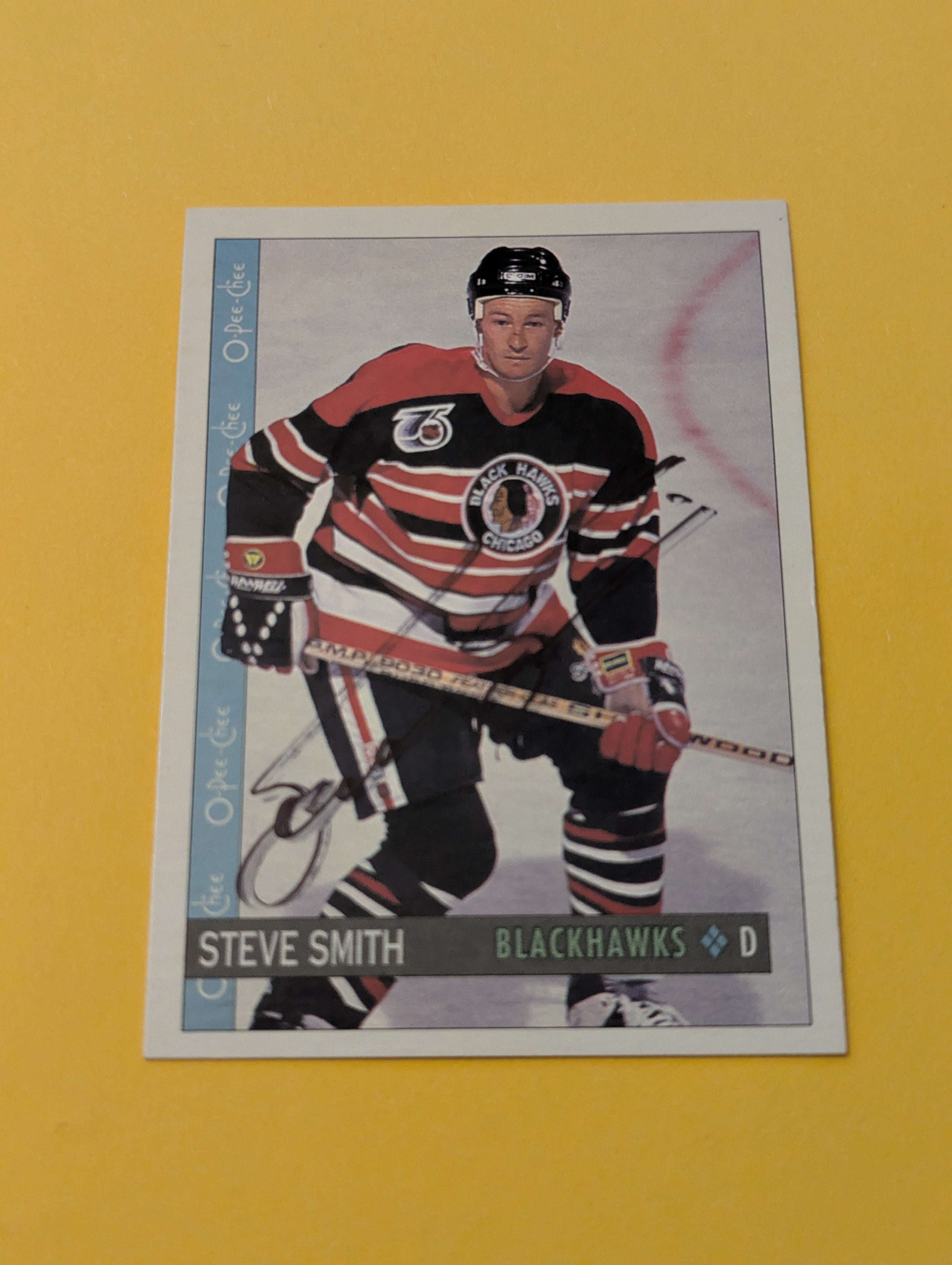Steve Smith Signed Chicago Blackhawks Card