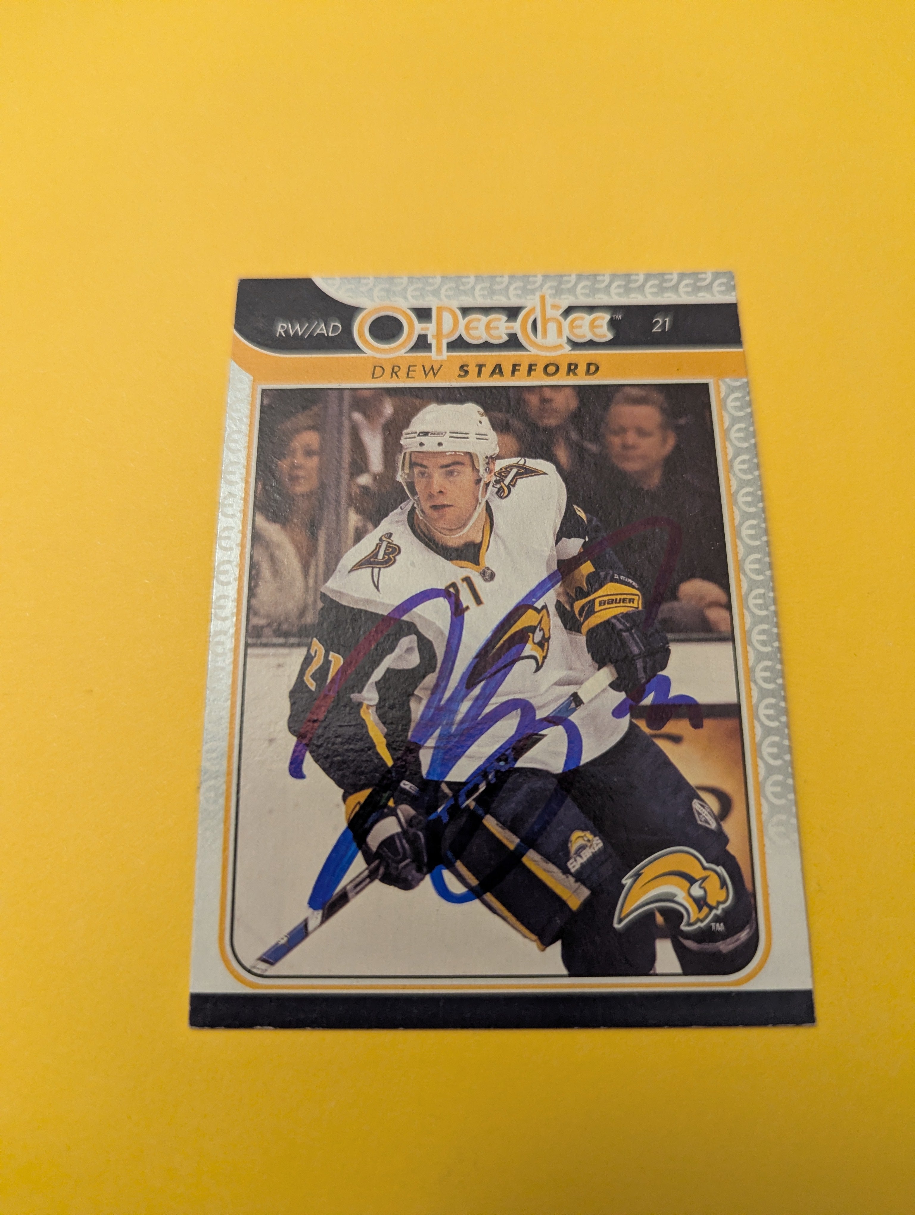 Drew Stafford Signed Buffalo Sabres Card