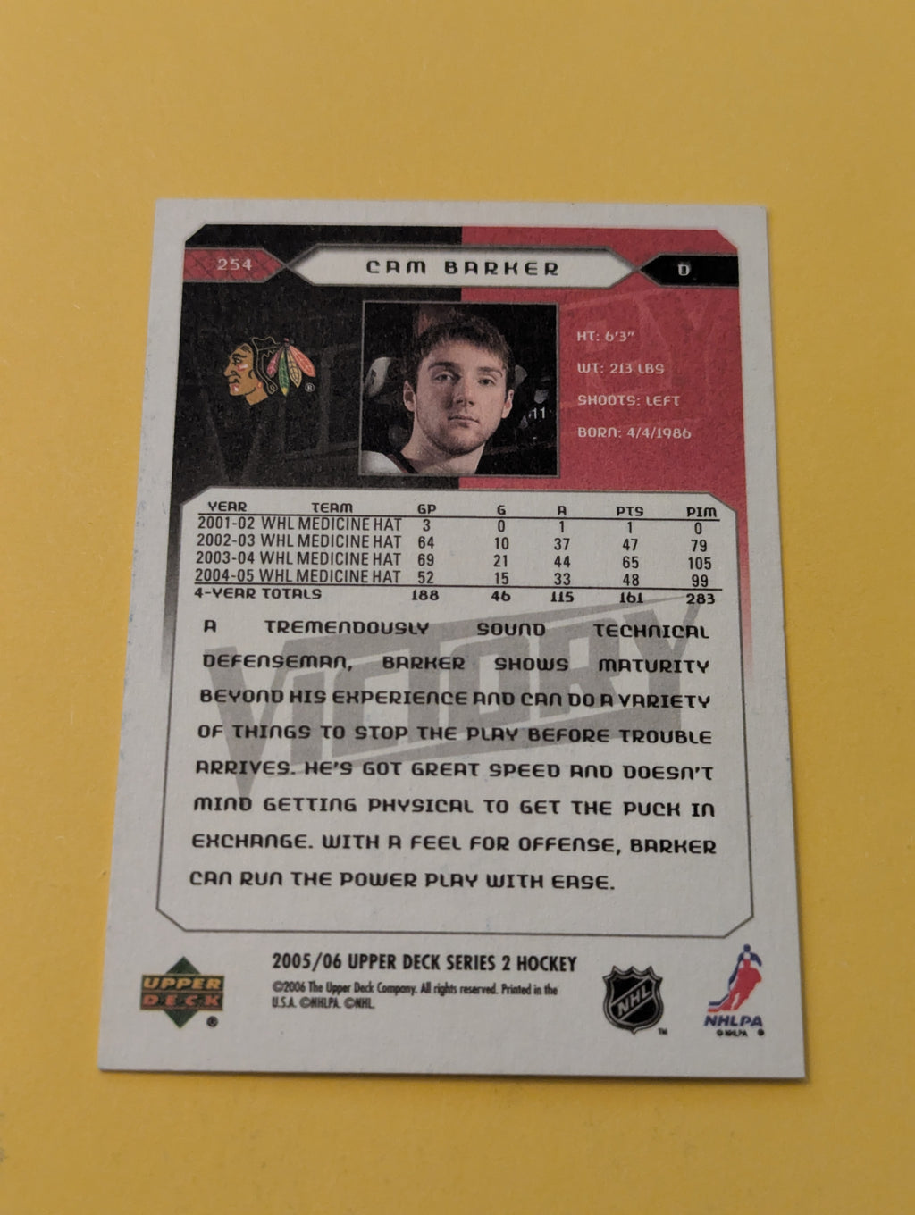 Cam Barker Signed Chicago Blackhawks Rookie Card