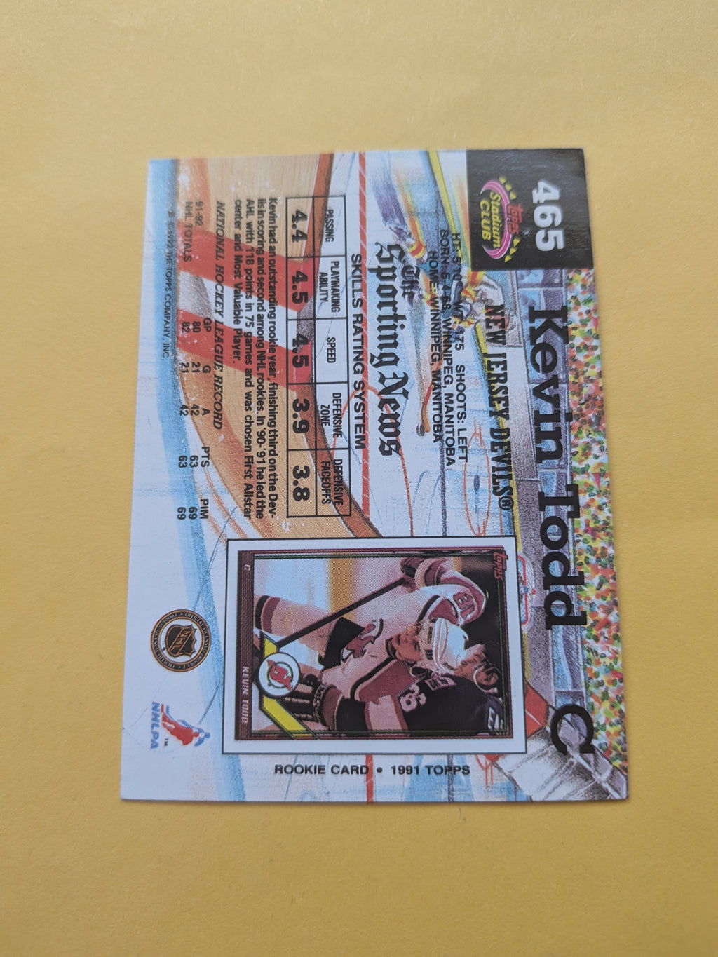 Kevin Todd Signed New Jersey Devils Card A