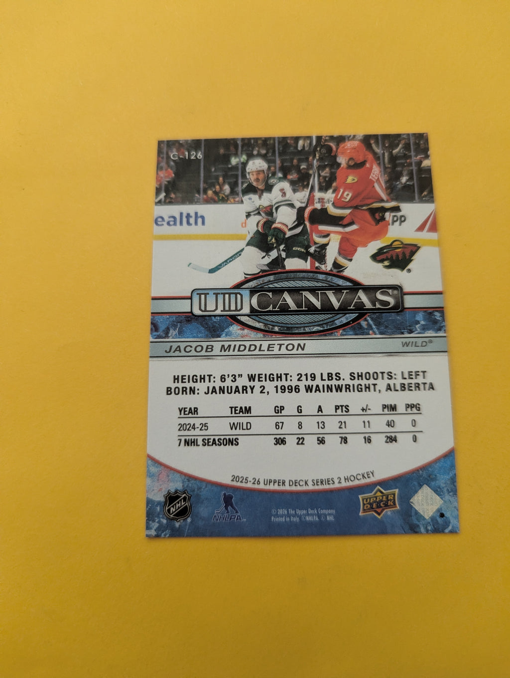 Jacob Middleton 25-26 Upper Deck UD Canvas Card