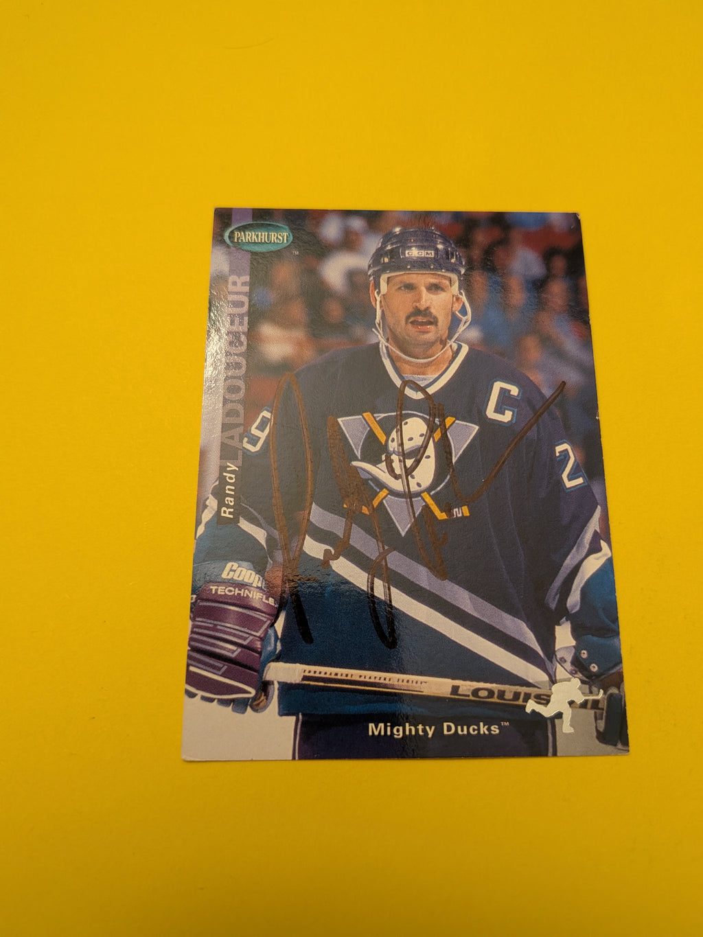 Randy Ladouceur Signed Anaheim Ducks Card A