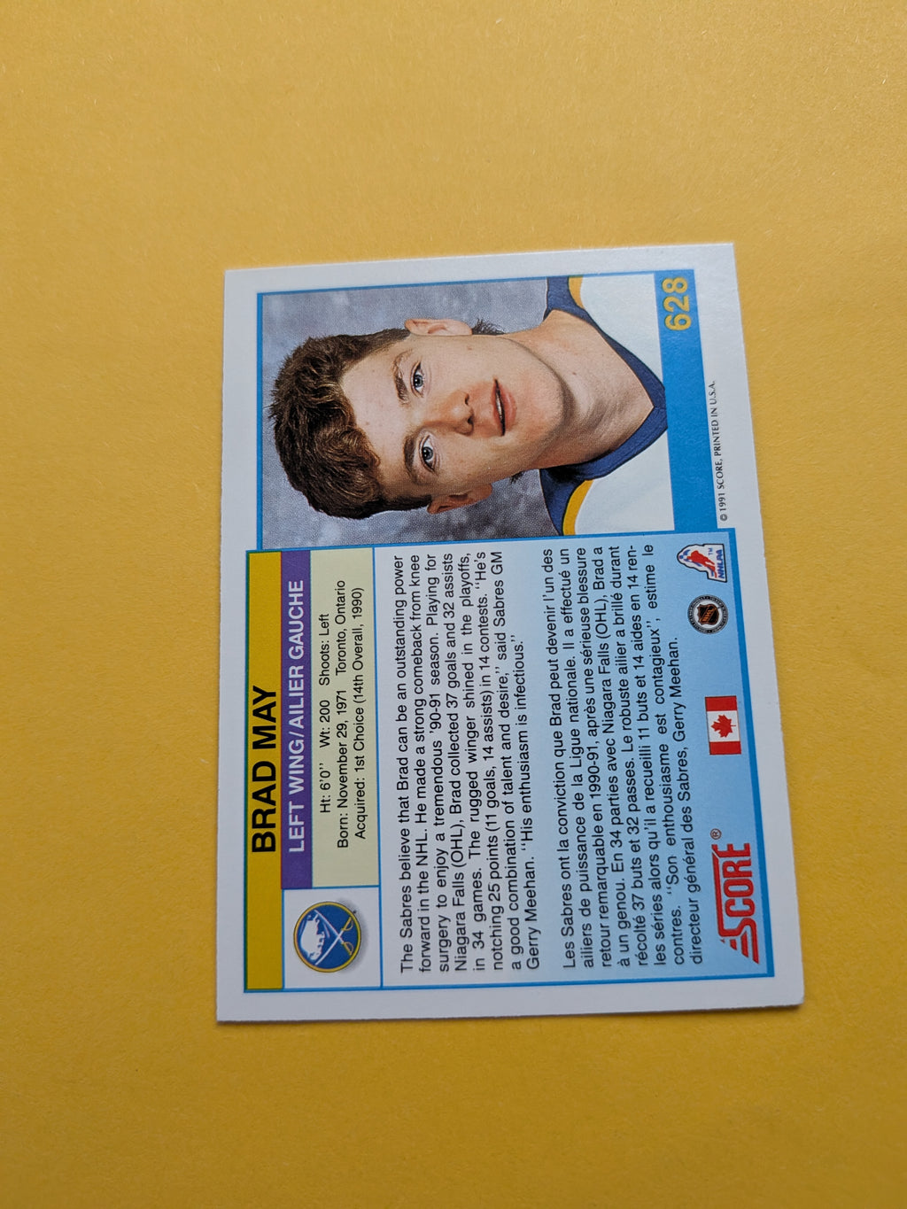 Brad May Signed Buffalo Sabres Card H