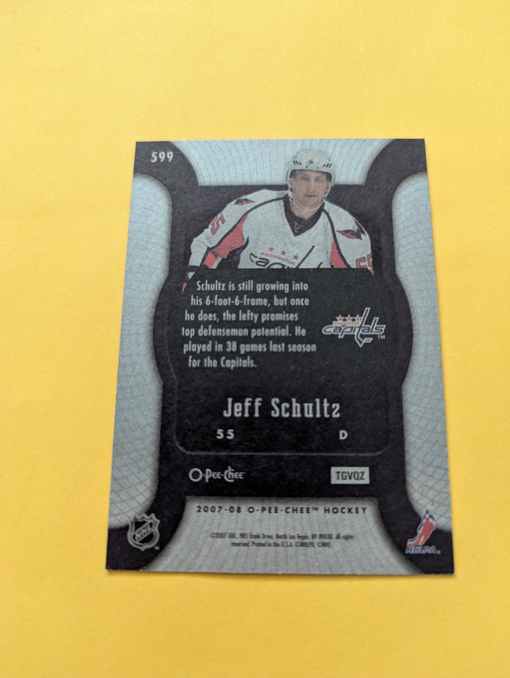Jeff Schultz Signed Washington Capitals Rookie Card