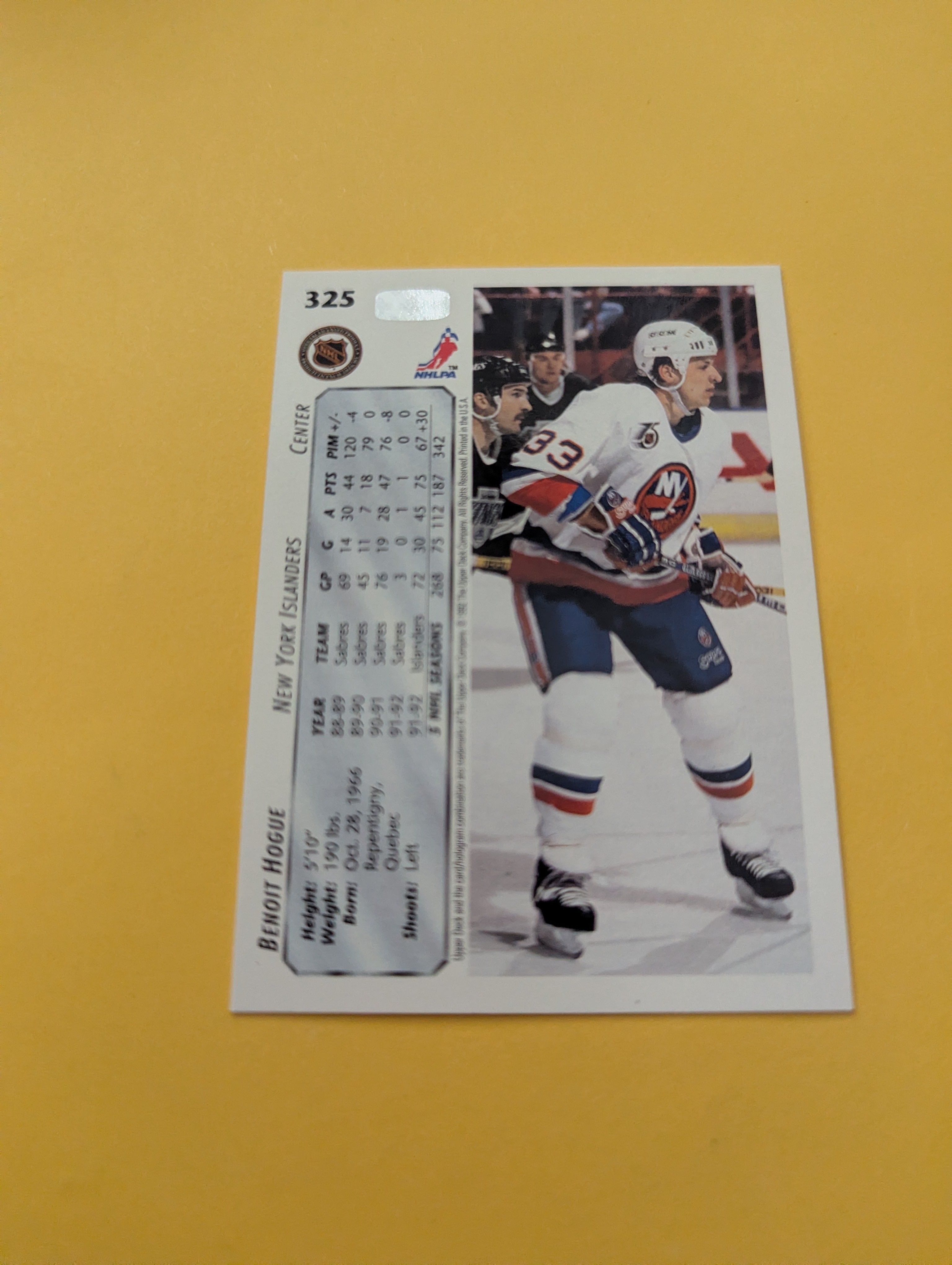 Benoit Hogue Signed New York Islanders Card