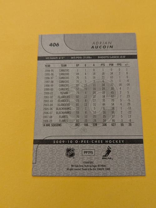 Adrian Aucoin Signed Calgary Flames Card