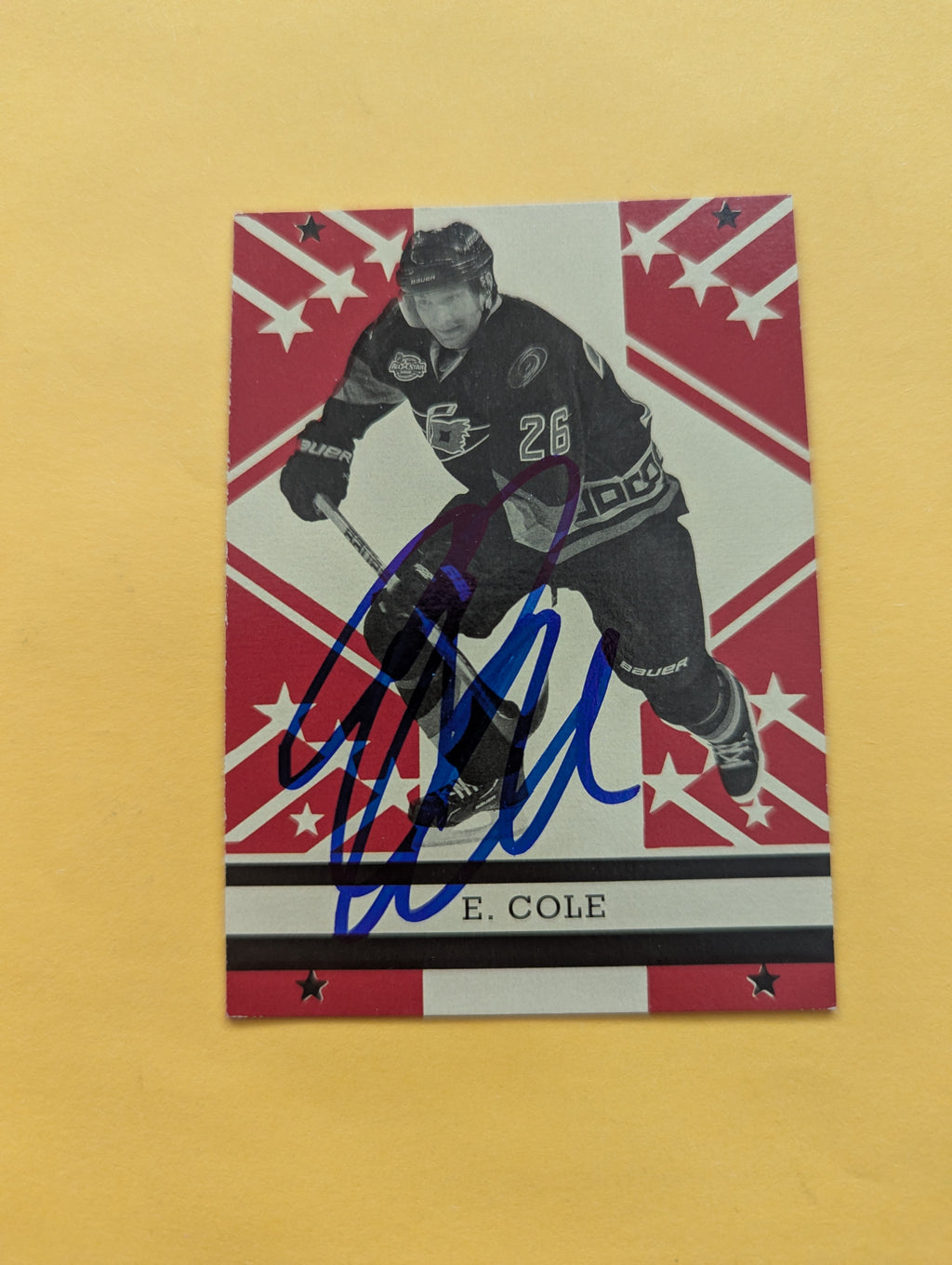 Erik Cole Signed Carolina Hurricanes Card B