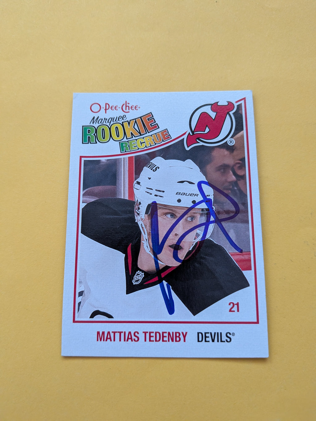 Mattias Tedenby Signed New Jersey Devils Rookie Card A