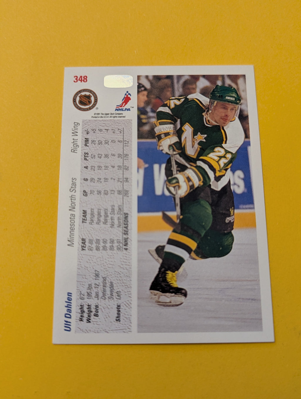 Ulf Dahlen Signed Minnesota North Stars Card