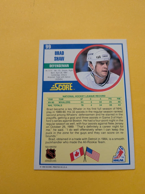 Brad Shaw Signed Hartford Whalers Card I