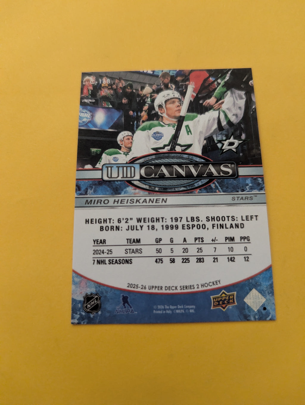 Miro Heiskanen 25-26 Upper Deck UD Canvas Card