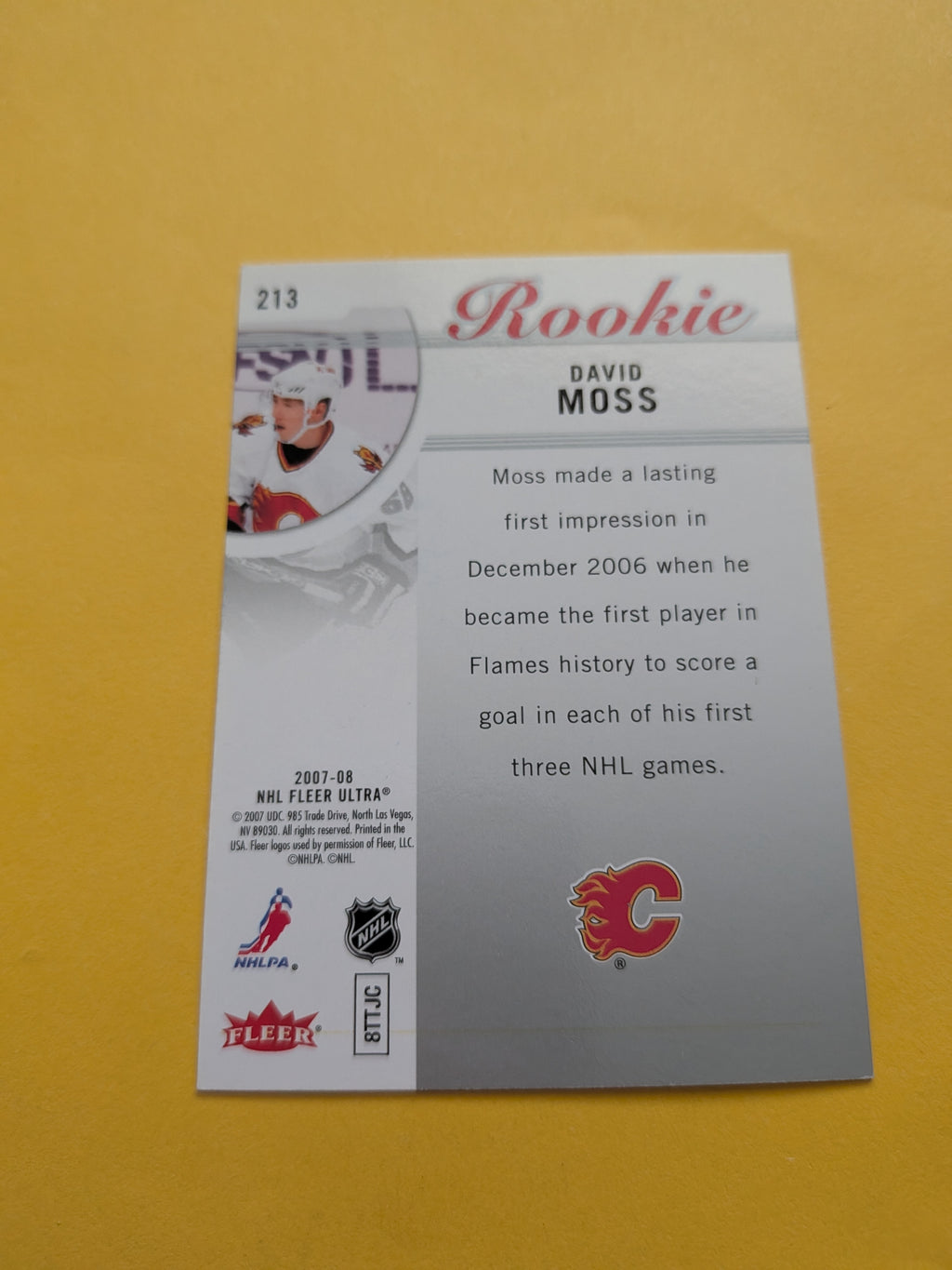 David Moss Signed Calgary Flames Rookie Card A