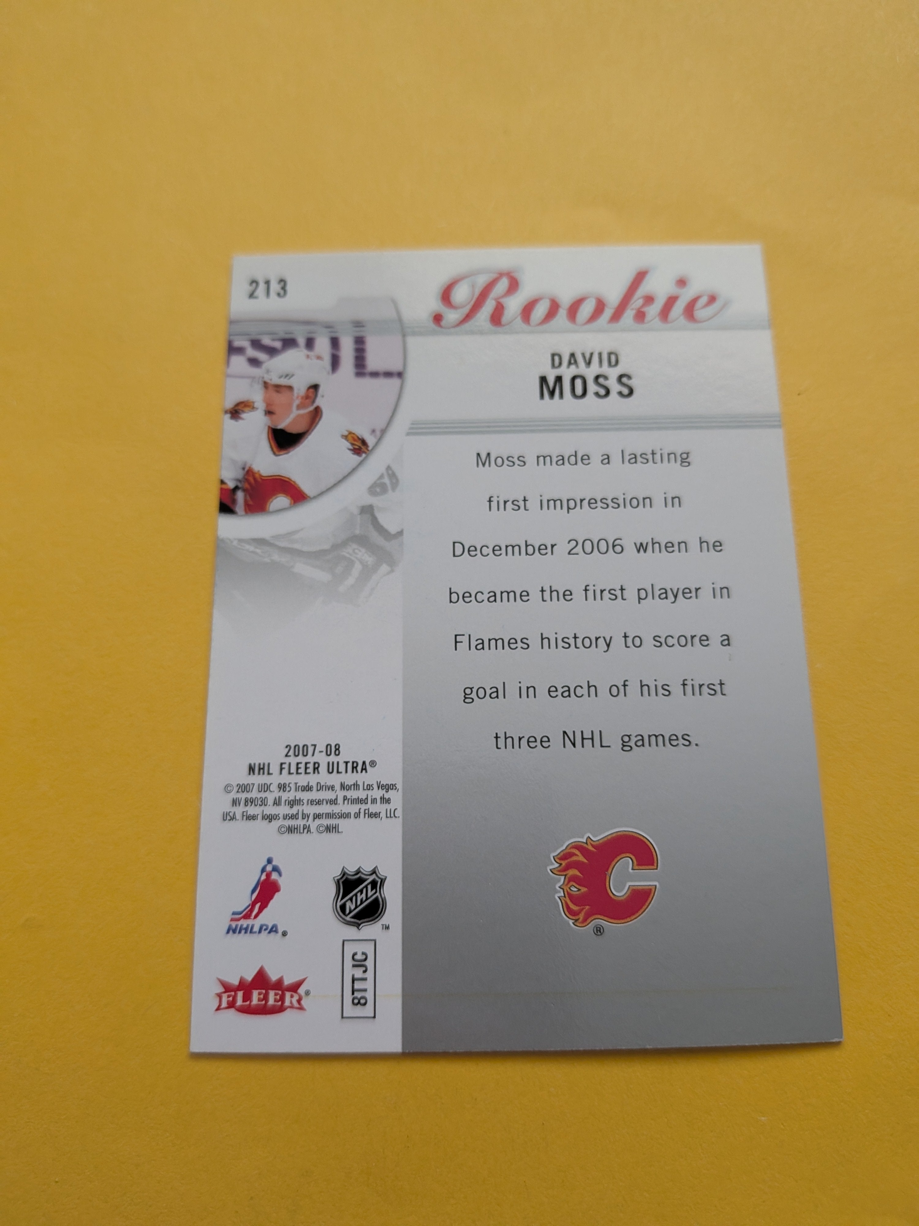 David Moss Signed Calgary Flames Rookie Card A