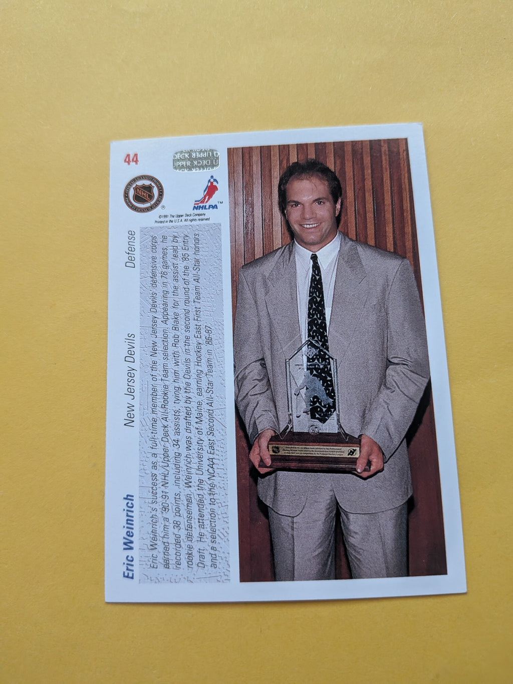 Eric Weinrich Signed New Jersey Devils Card A