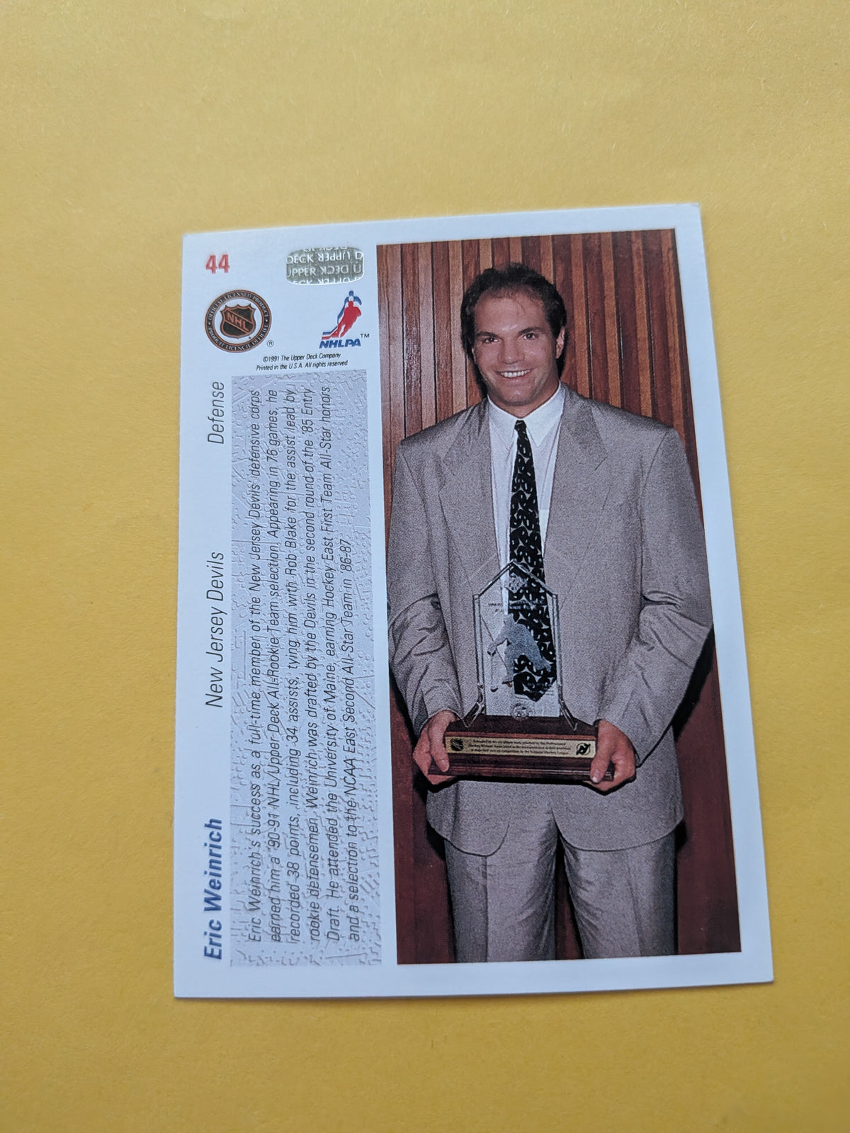 Eric Weinrich Signed New Jersey Devils Card A