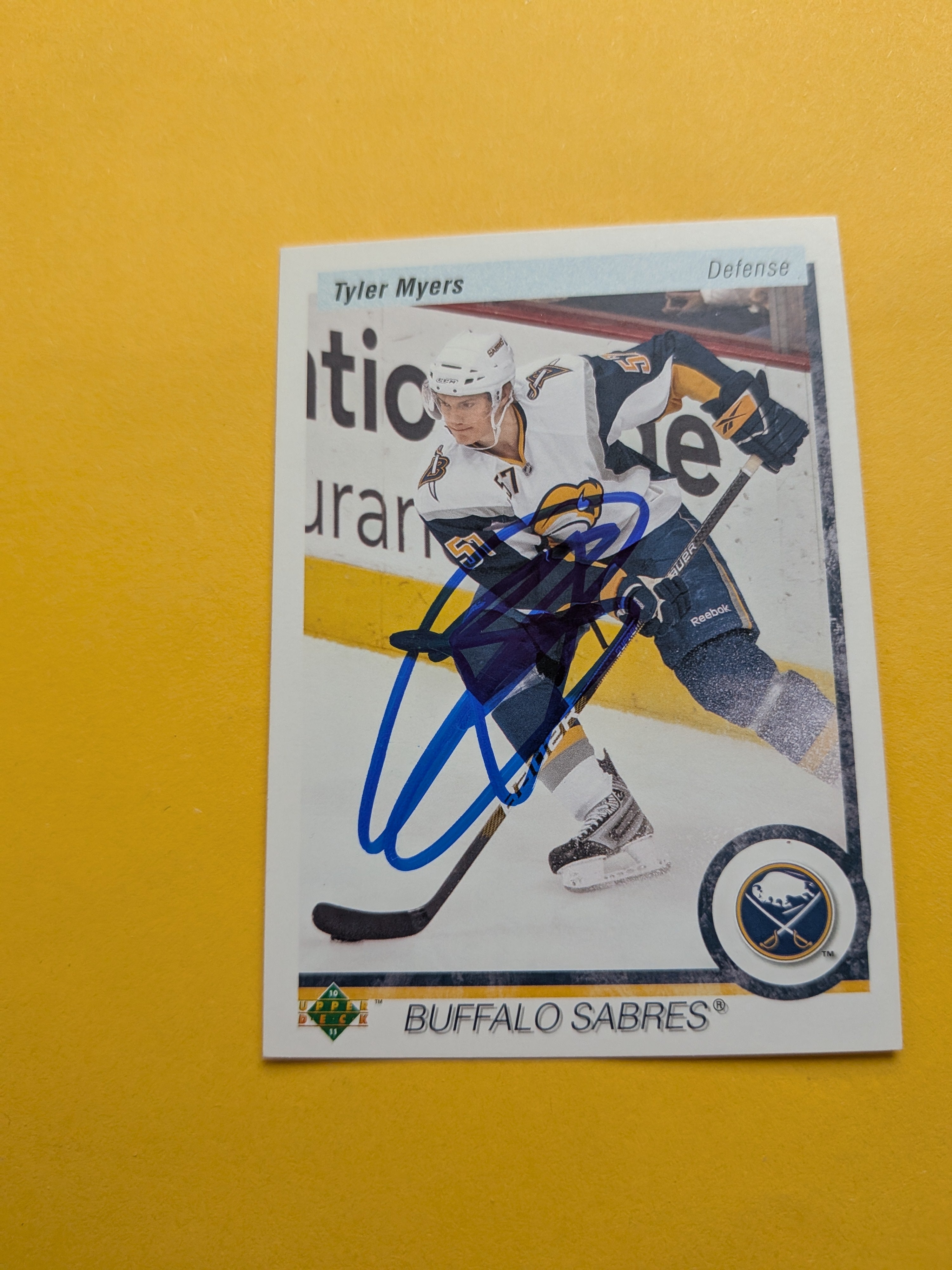 Tyler Myers Signed Buffalo Sabres Card A