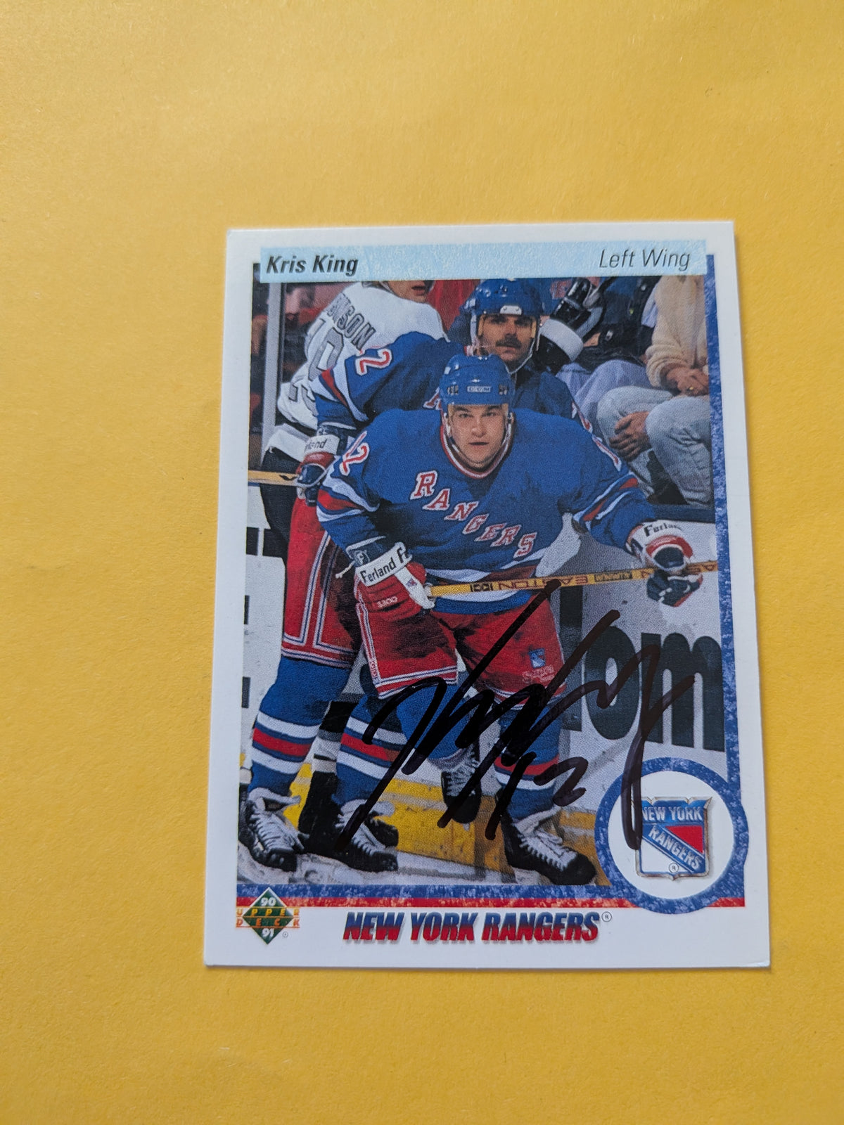 Kris King Signed New York Rangers Card C