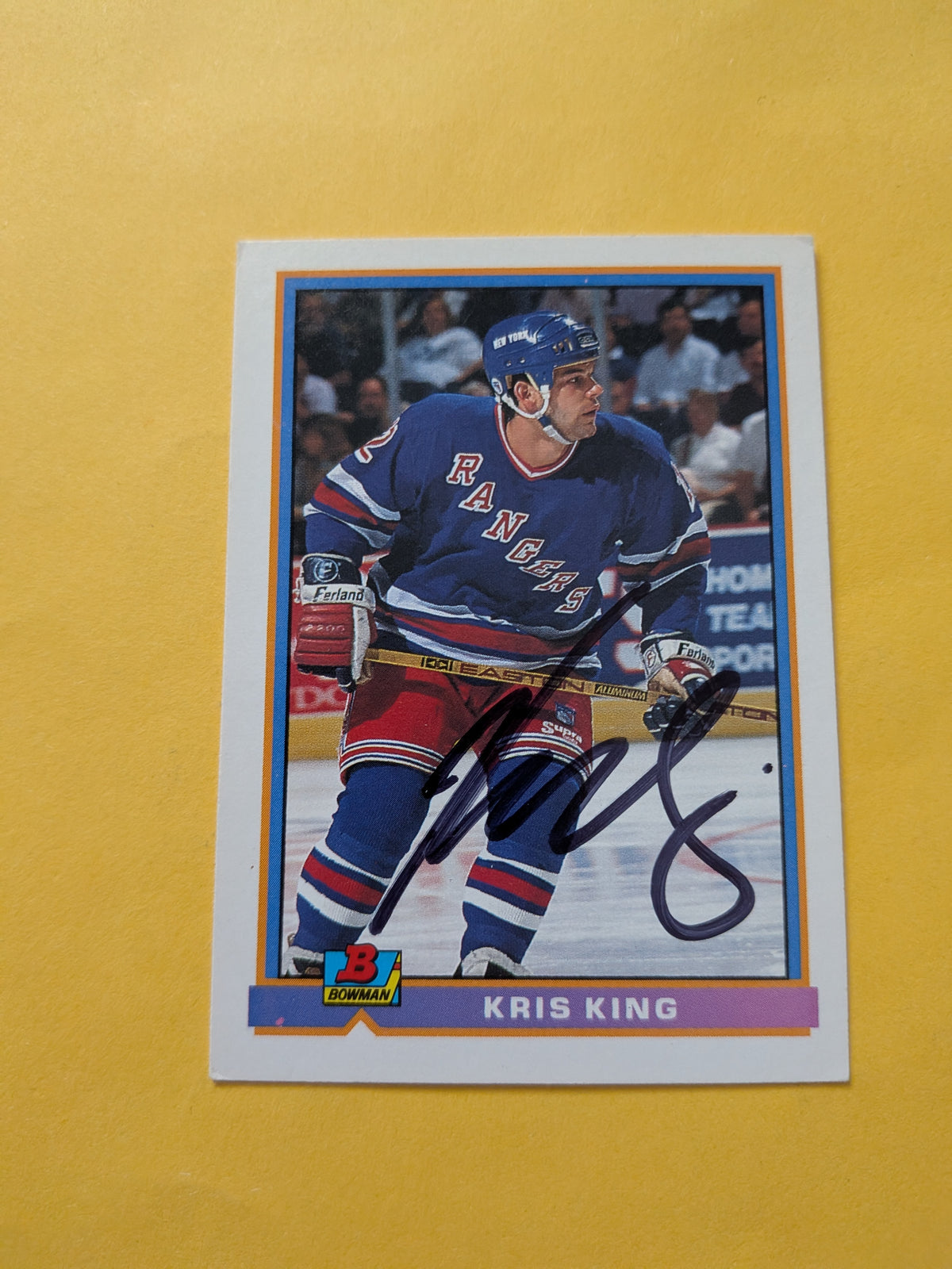 Kris King Signed New York Rangers Card F