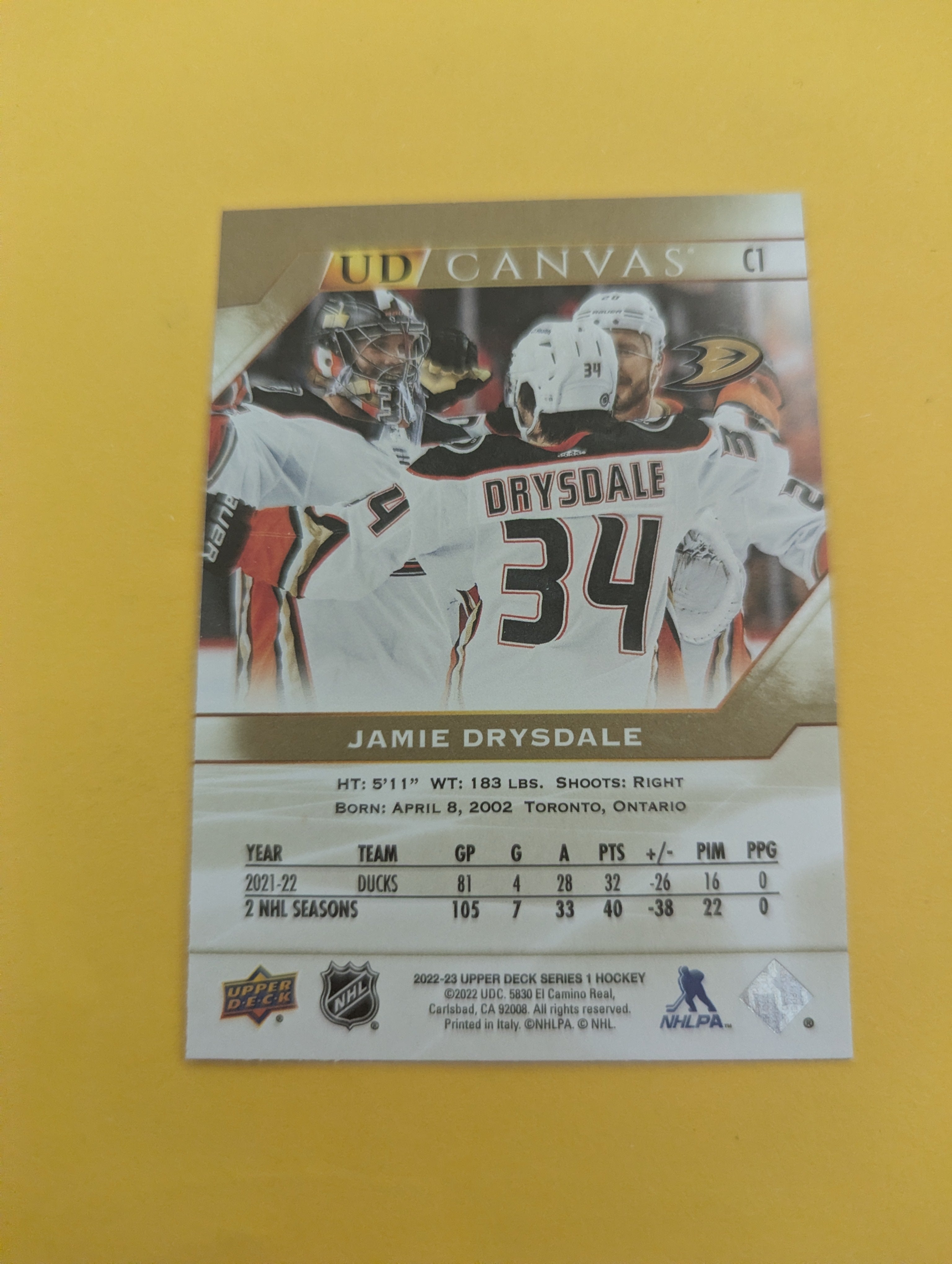 Jamie Drysdale 22-23 Upper Deck UD Canvas Card