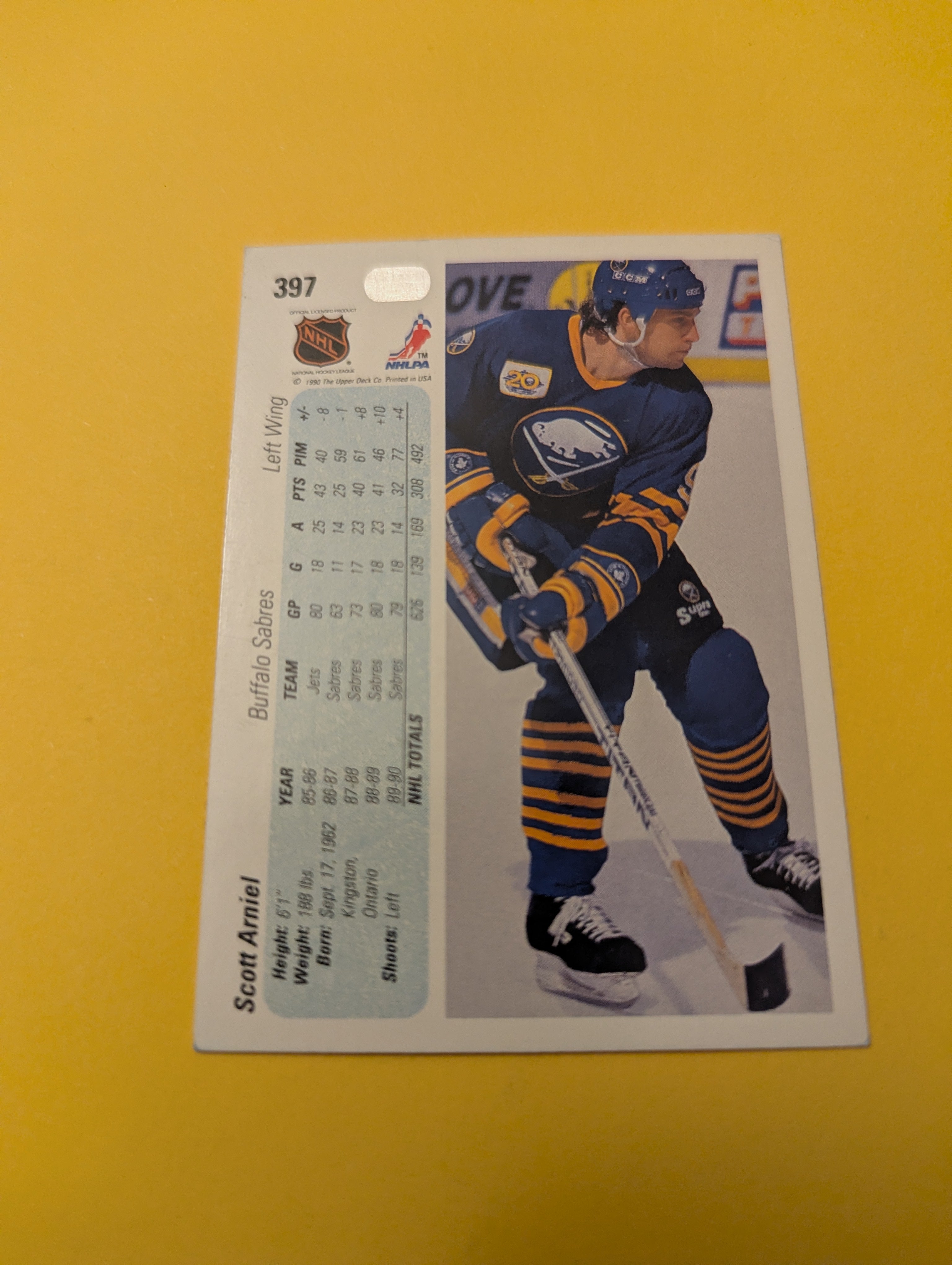 Scott Arniel Signed Buffalo Sabres Card