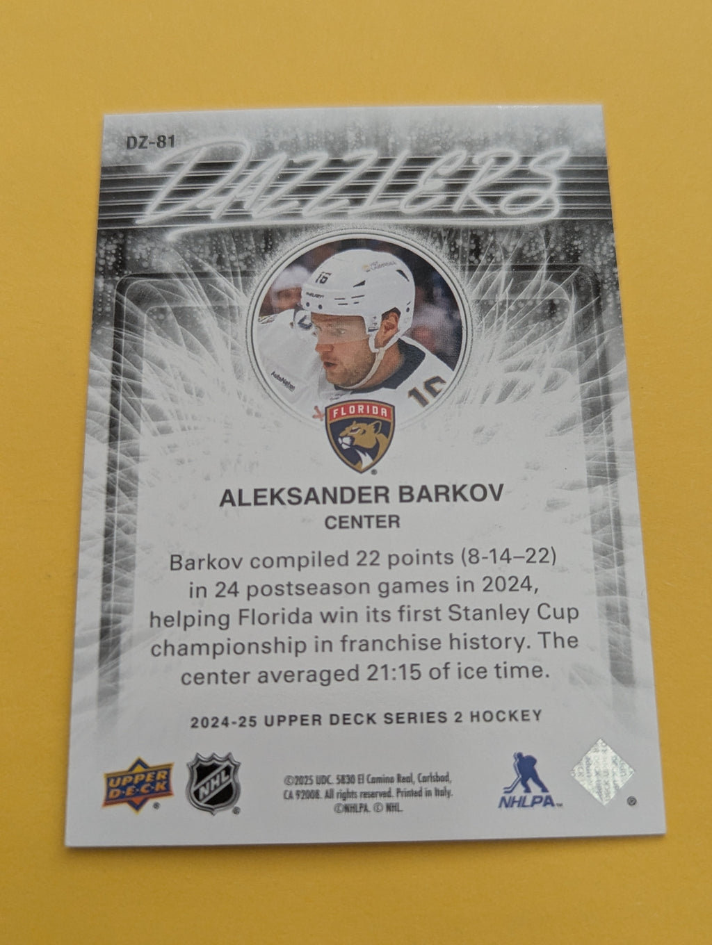 Aleksander Barkov 24-25 Upper Deck Dazzlers Orange Card