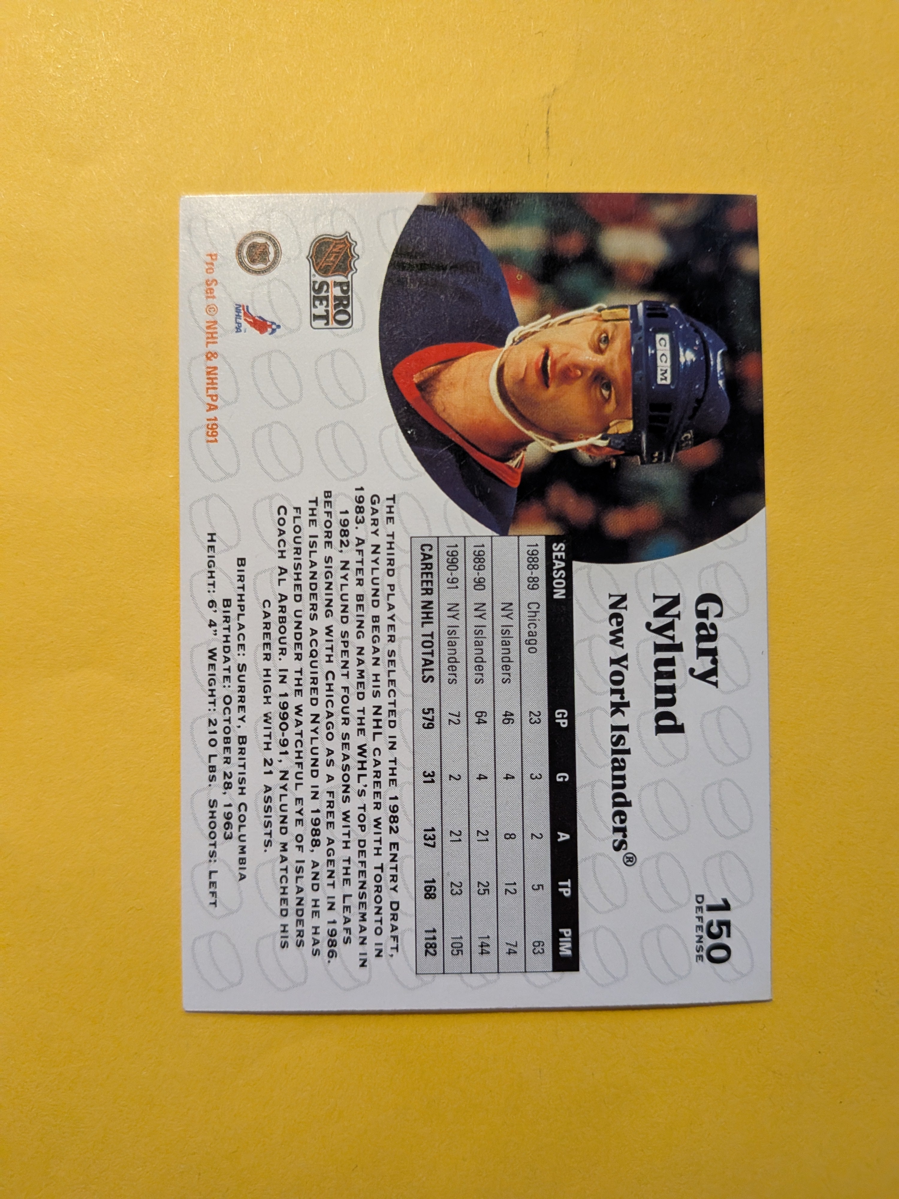 Gary Nylund Signed New York Islanders Card A