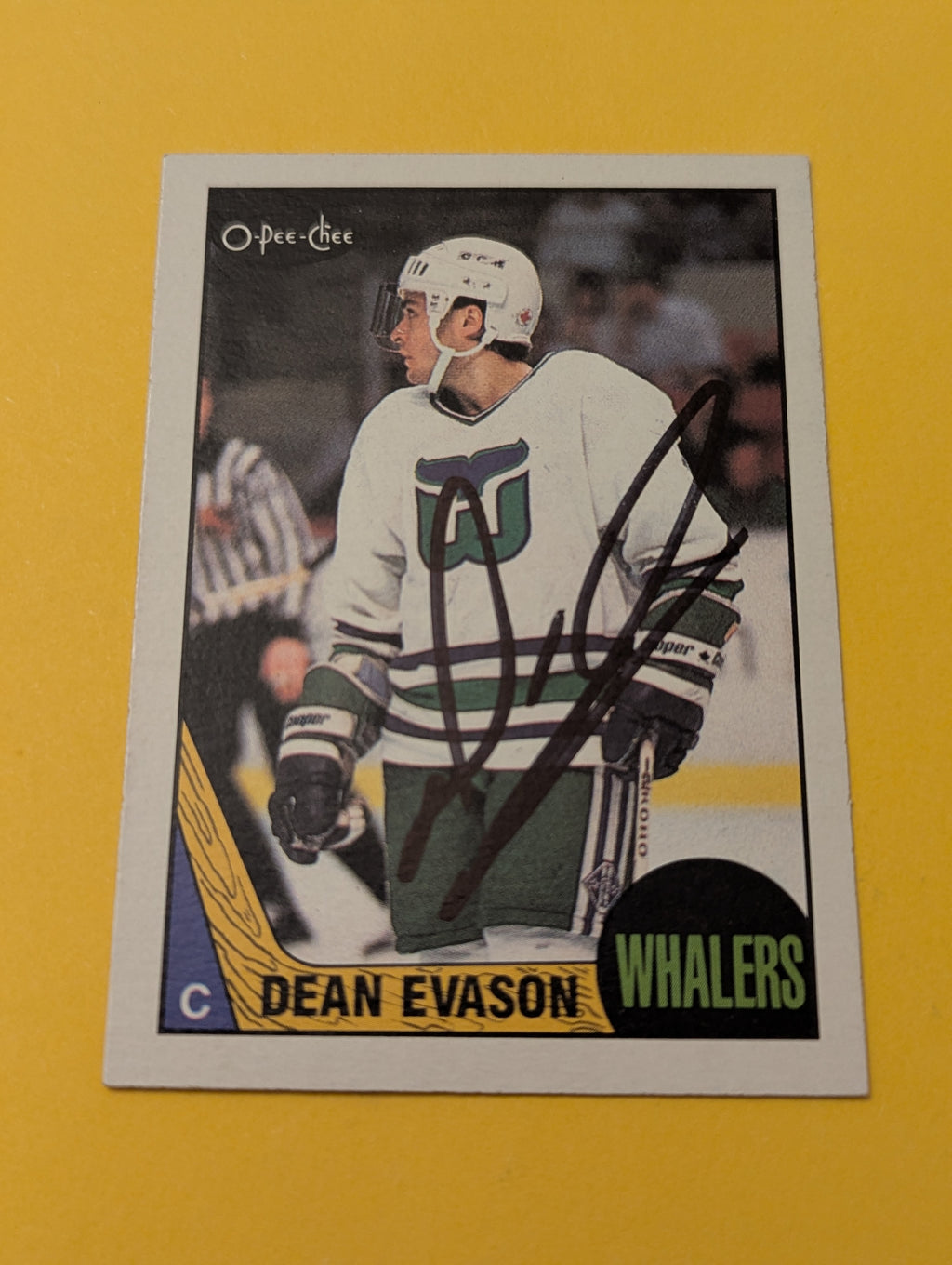 Dean Evason Signed Hartford Whalers Card
