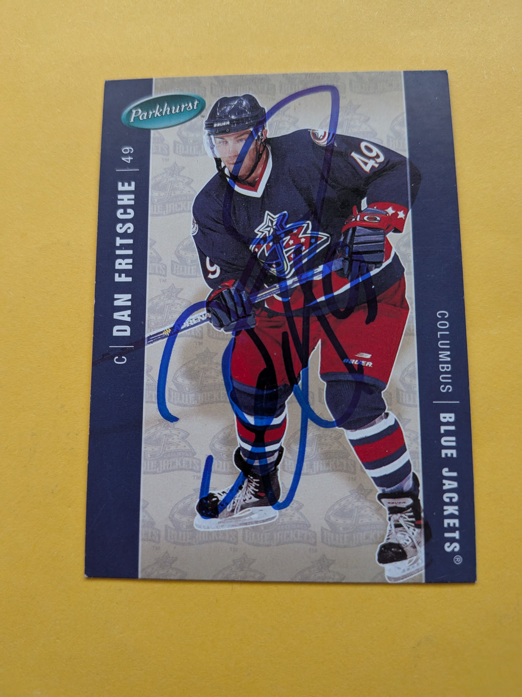 Dan Fritsche Signed Columbus Blue Jackets Rookie Card B