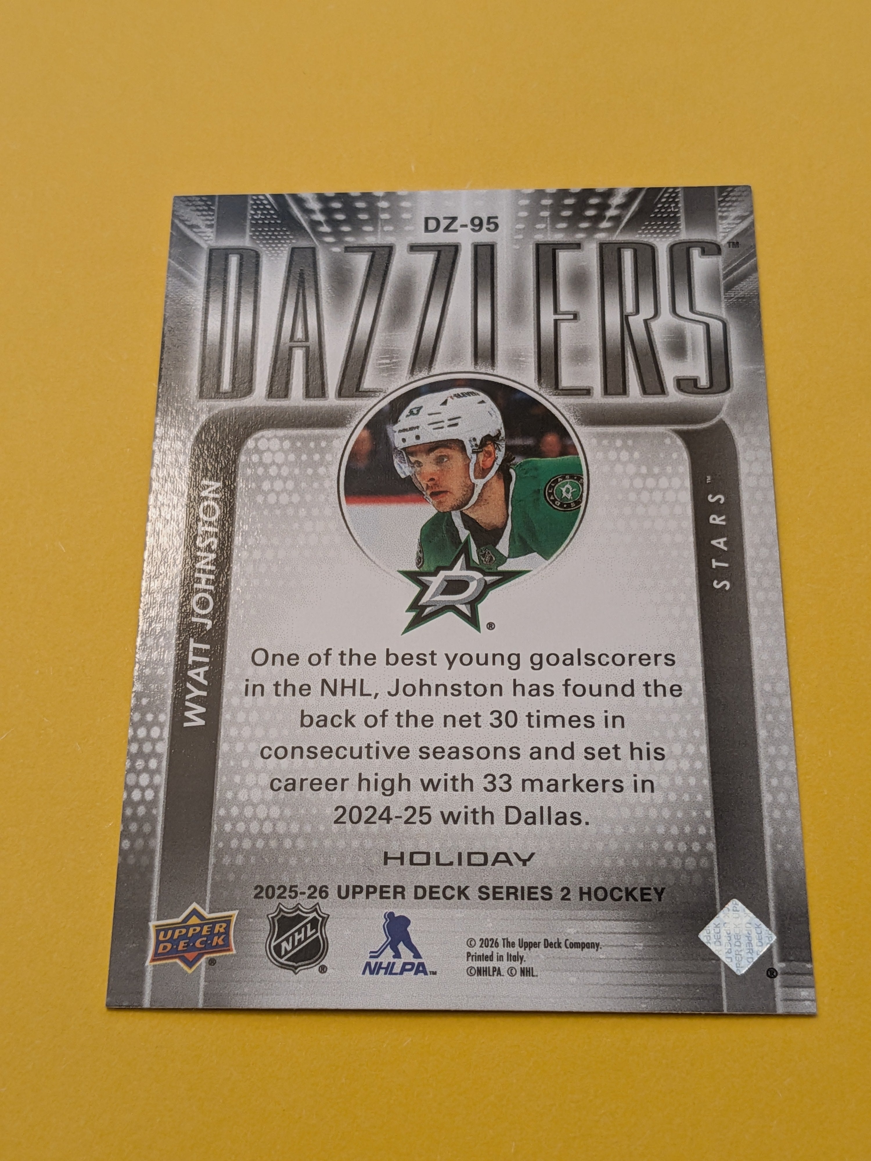 Wyatt Johnston 25-26 Upper Deck Dazzlers Holiday Purple Card