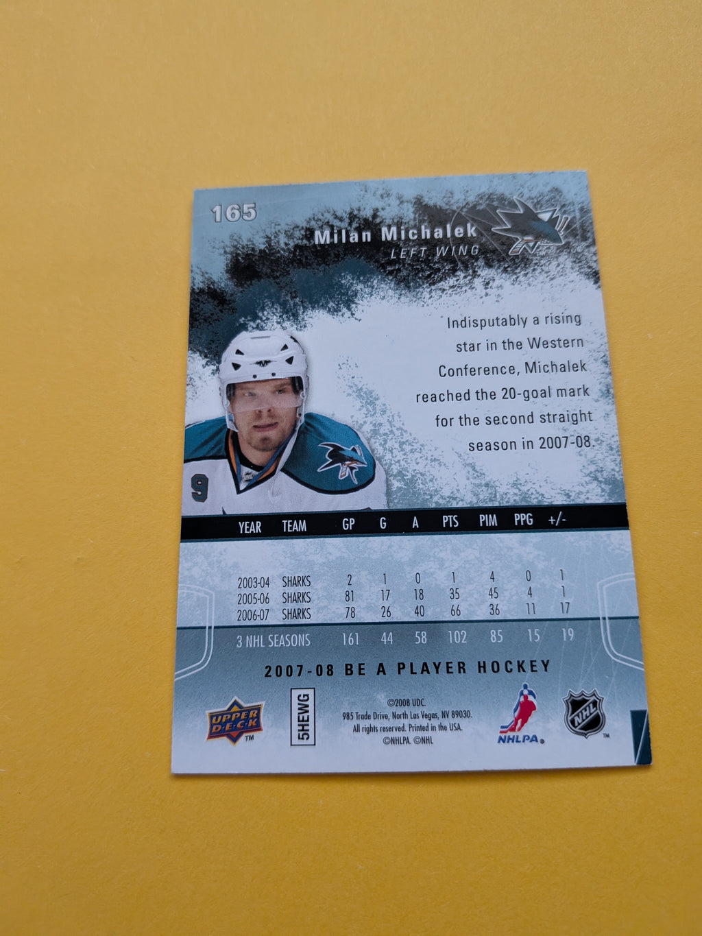 Milan Michalek Signed San Jose Sharks Card M