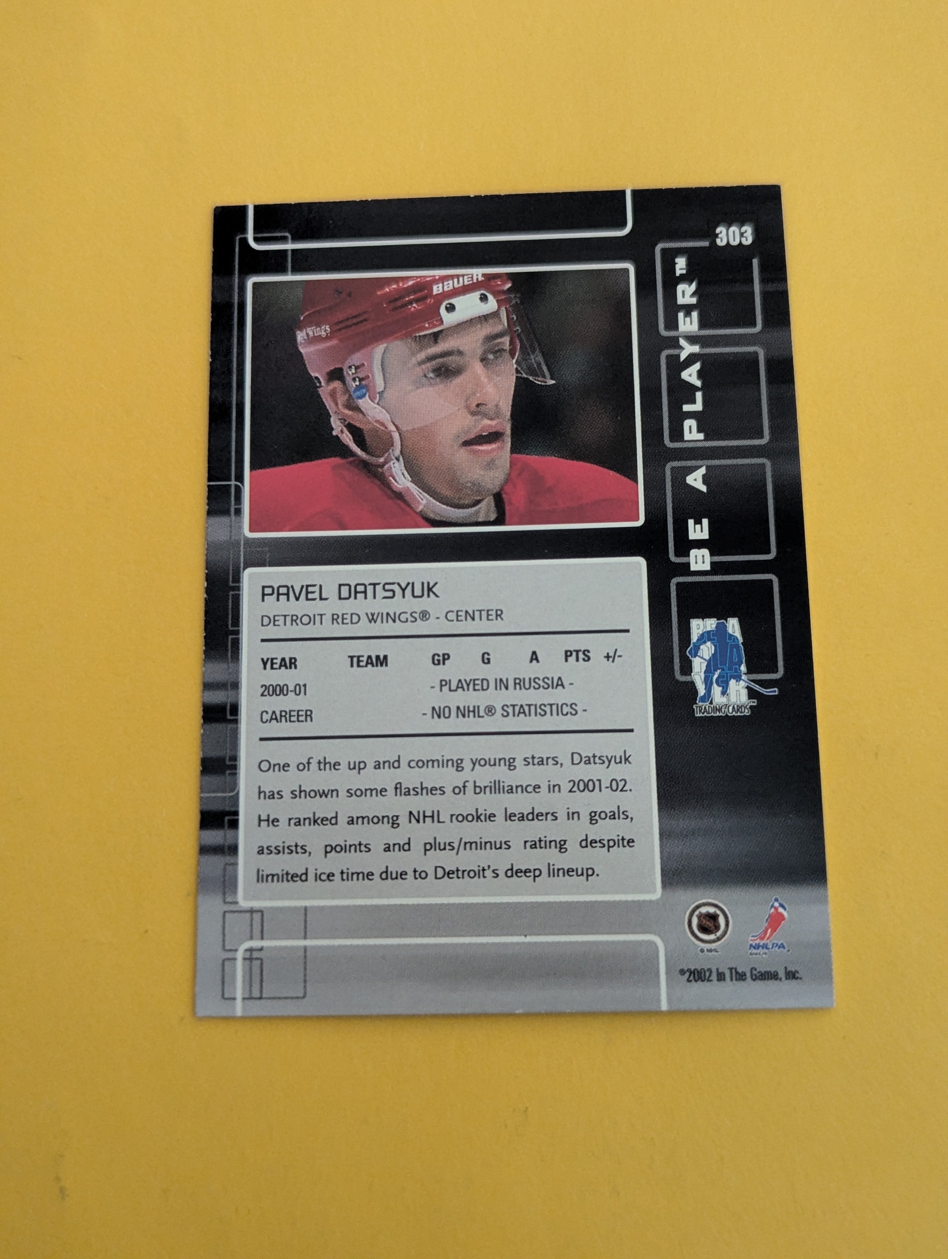 Pavel Datsyuk 01-02 Be A Player Rookie Card