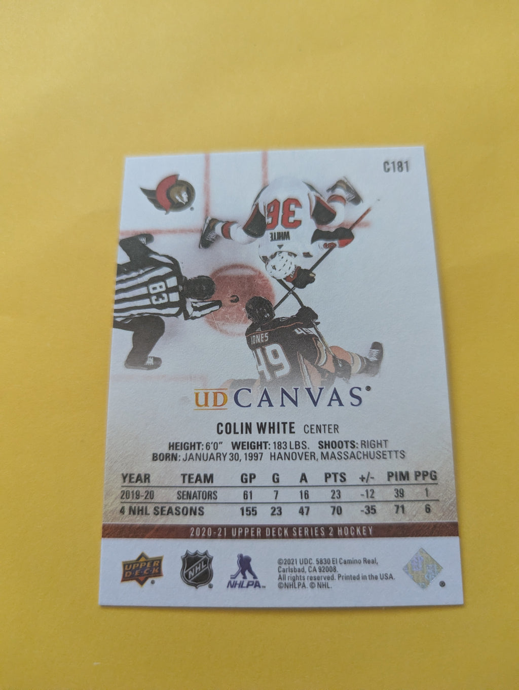 Colin White 20-21 Upper Deck UD Canvas Card